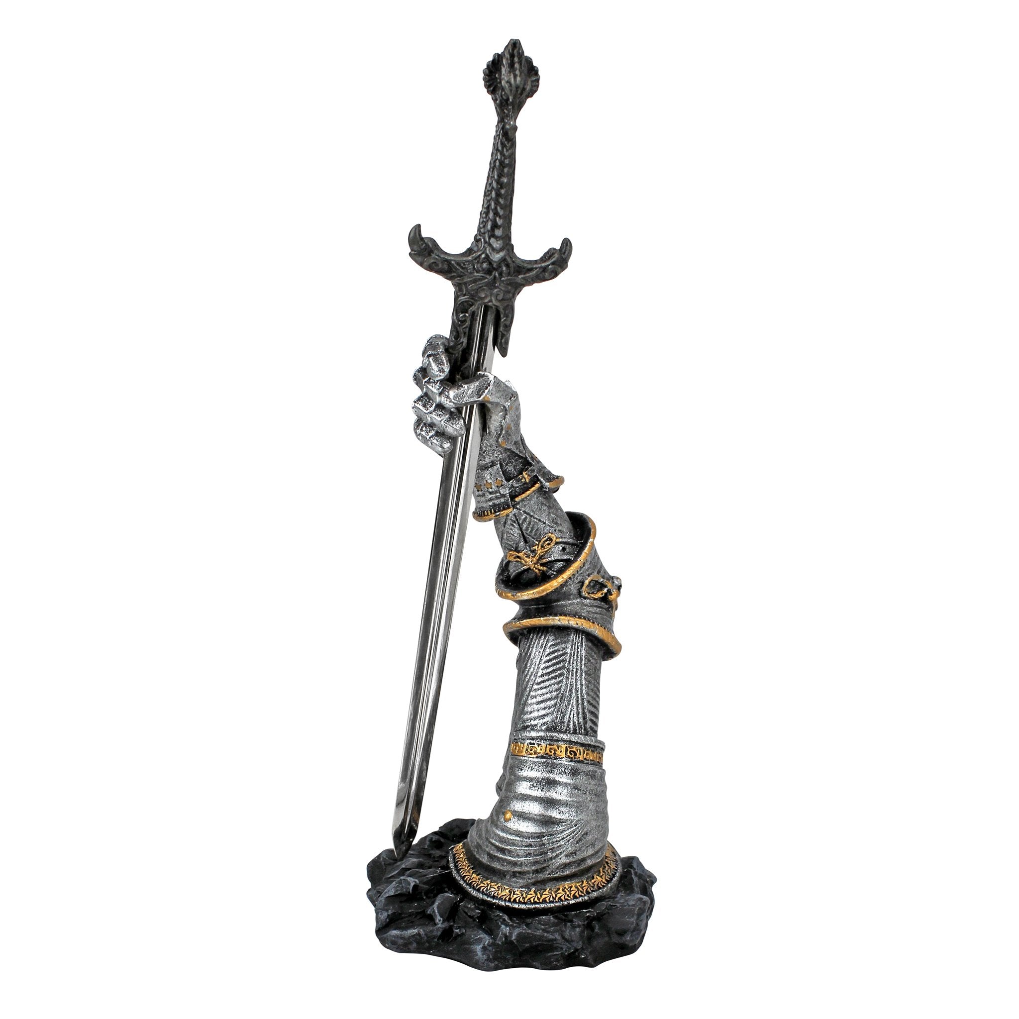 Design Toscano King Arthur's Sword of Excalibur Letter Opener Desk Accessory Statue, 10 Inch, Pewter Finish