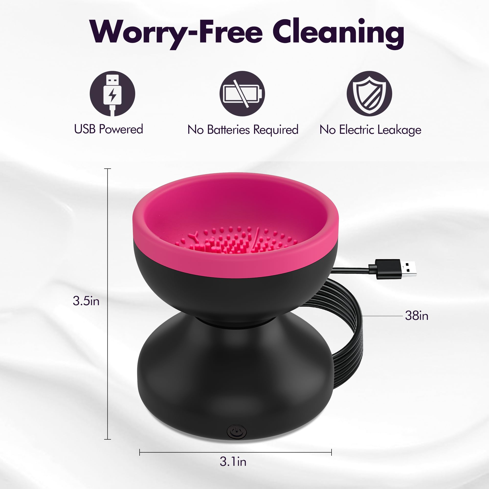 Reiyu Makeup Brush Cleaner Machine, Efficient Electric Makeup Brush Cleaner, Automatic Spinning Make Up Brush Cleaner Fit for All Size Cosmetic Brush(Black)