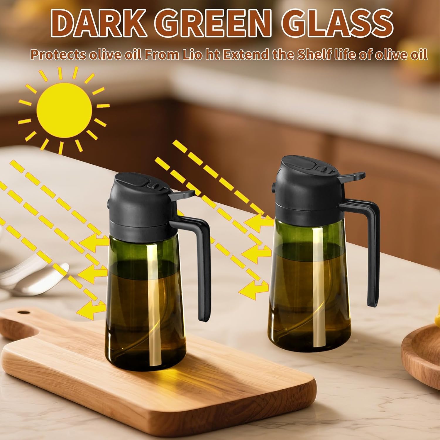 Olive Oil Sprayer for Cooking, 16oz/470ml Glass Light-Proof Oil Pourer for Kitchen, Air Fryer, Cooking, Salad, and BBQ by SWEET VIEW