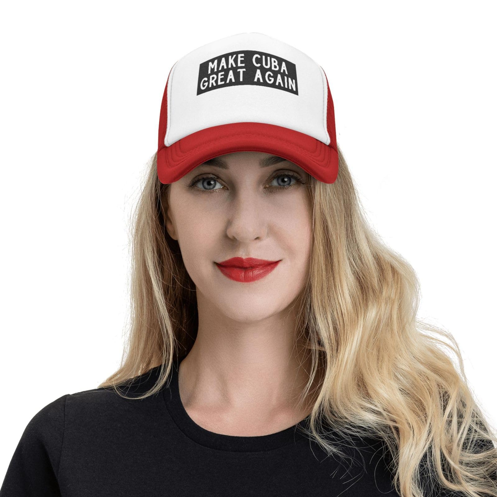 Make Cuba Great Again Mesh Trucker Hat Adjustable Baseball Caps for Men Women Classic Dad Hats,Red