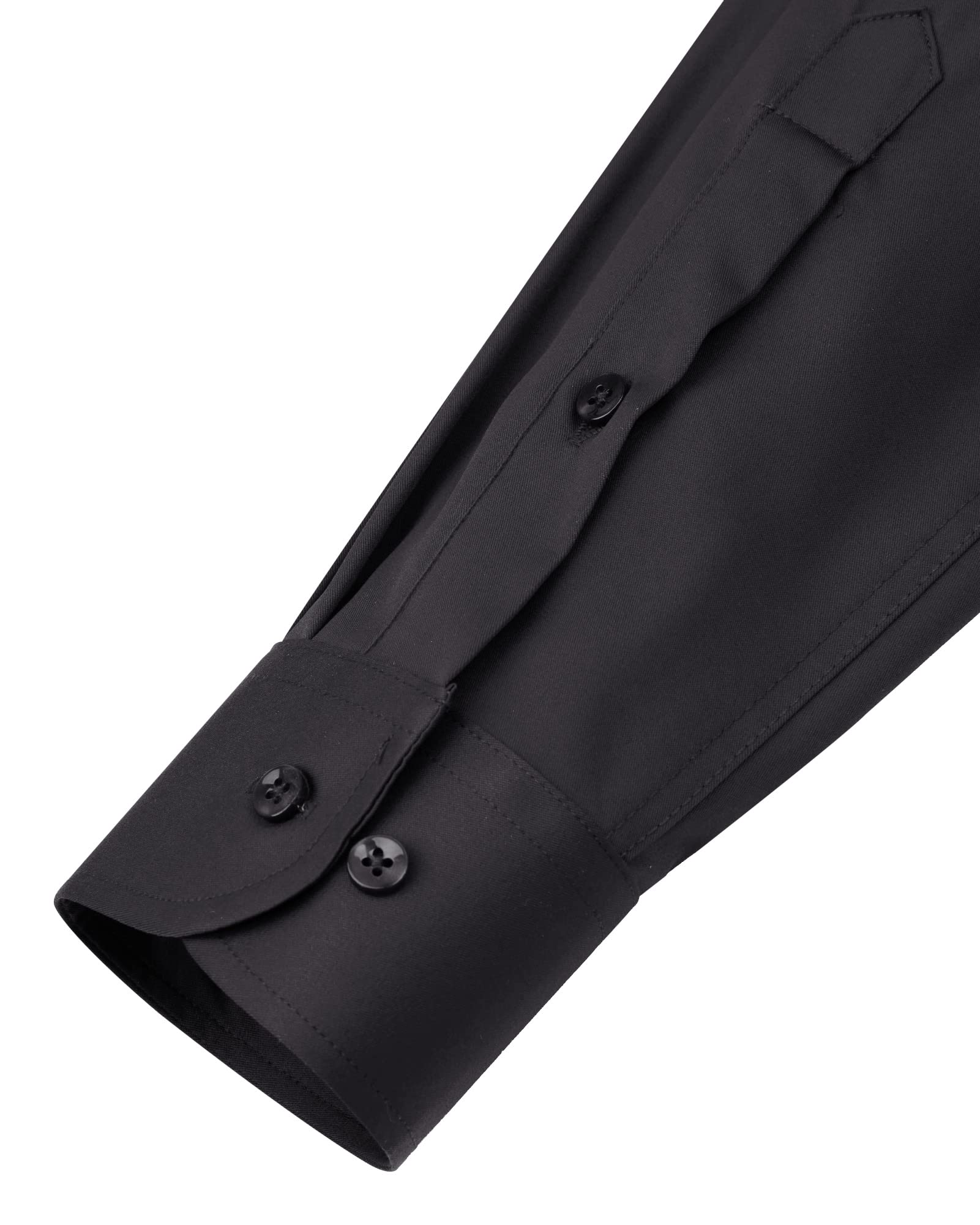 Alimens & Gentle Men's Dress Shirts Long Sleeve Stretch Wrinkle-Free Solid Formal Button Down Shirt with Pocket(Black, Large Tall