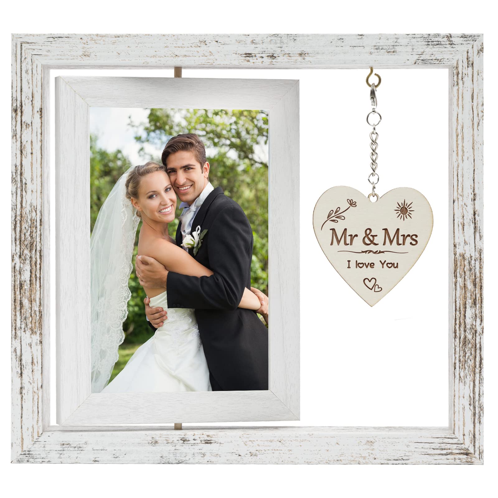 Hooweti Wedding Gifts, Wedding Picture Frame,Gifts for Bride And Groom, Newlywed Anniversary Valentines Gifts for Couples, Bride to Be Bridal Shower Gifts, Mr & Mrs Photo Frames 4x6