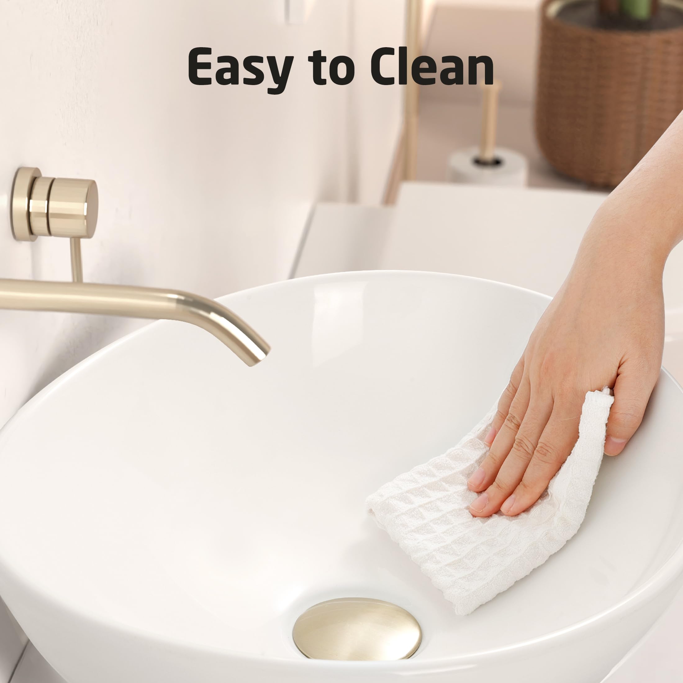 KES Bathroom Vessel Sink, Bowl Sink White Vessel Sink Oval Bathroom Sink 16" x 13" Countertop Modern Egg Shape Above Counter Bathroom Vanity Sink Bowl, BVS124