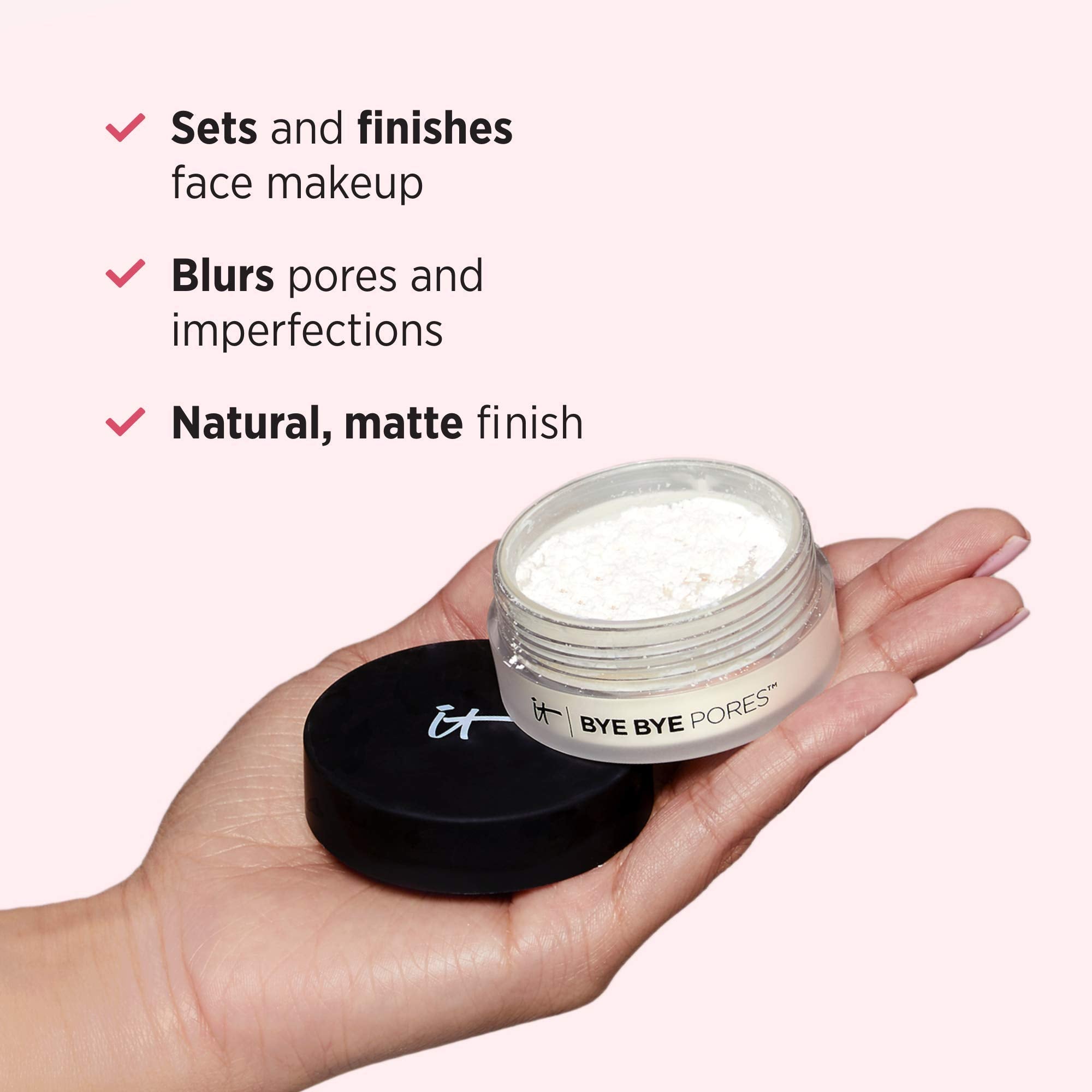 IT Cosmetics Bye Bye Pores – Poreless Finish Loose Setting Powder Makeup – Translucent Blurring Powder for All Skin Tones – Face Powder with Peptides, Silk, Collagen & Antioxidants – 0.23 oz