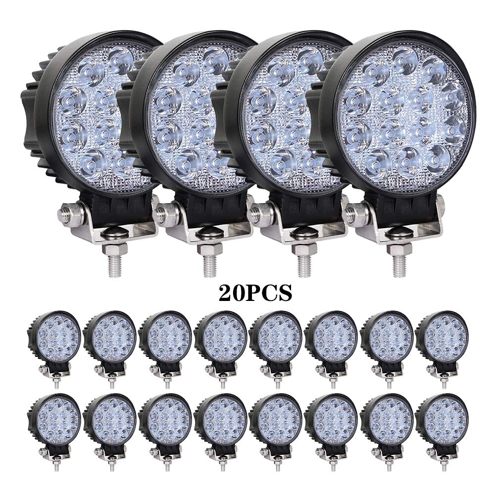 20PCS 42W LED Work Lights for Truck, Led Light Pods, 4.5Inch Spot Flood Round Lights Off-Road Led Light Fit for Trucks Off-Road Vehicle ATV SUV UTV 4WD Boat Tractor