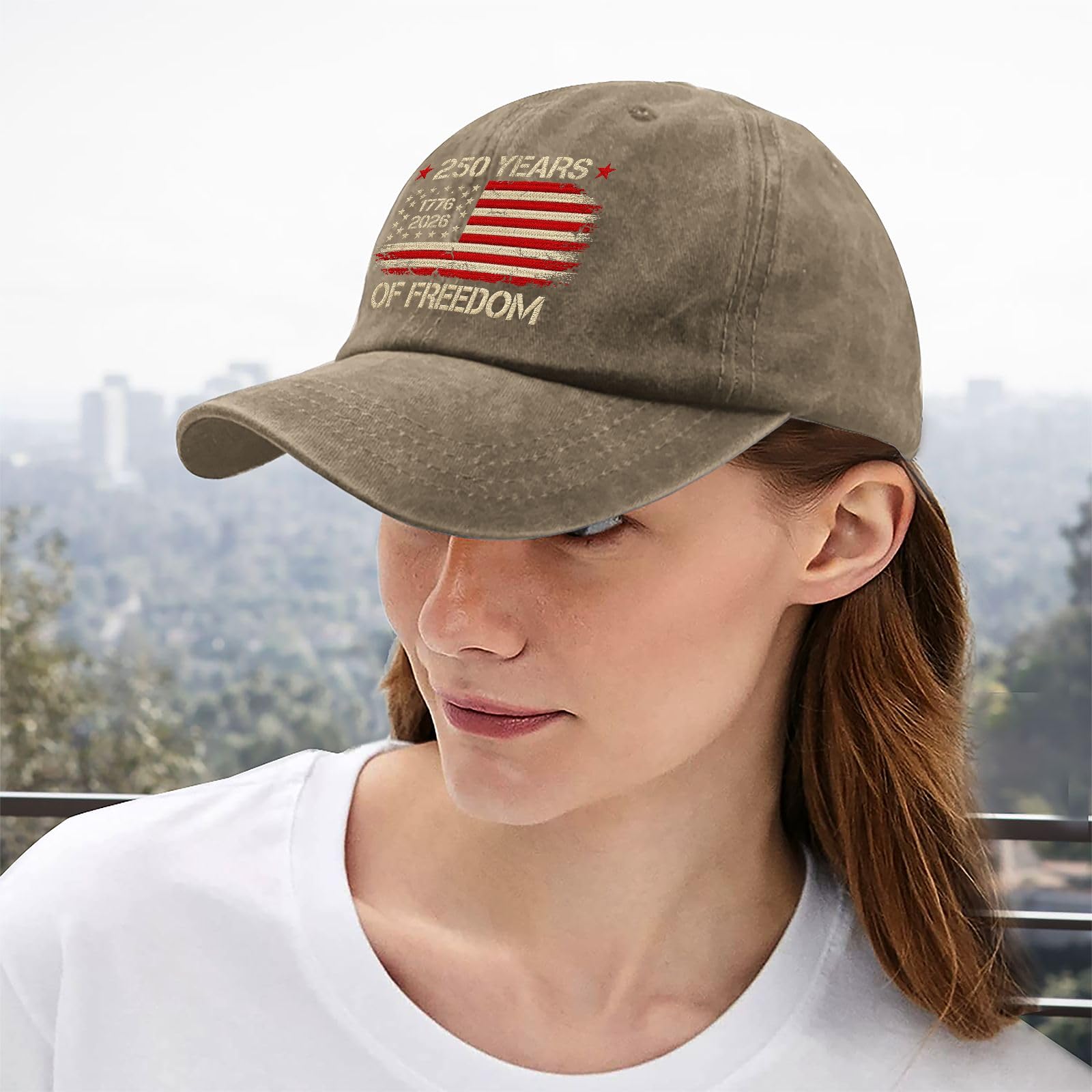 US 250 Years Freedoms 1776-2026 250th Birthday Embroidered Trucker Hat Funny Caps for Her