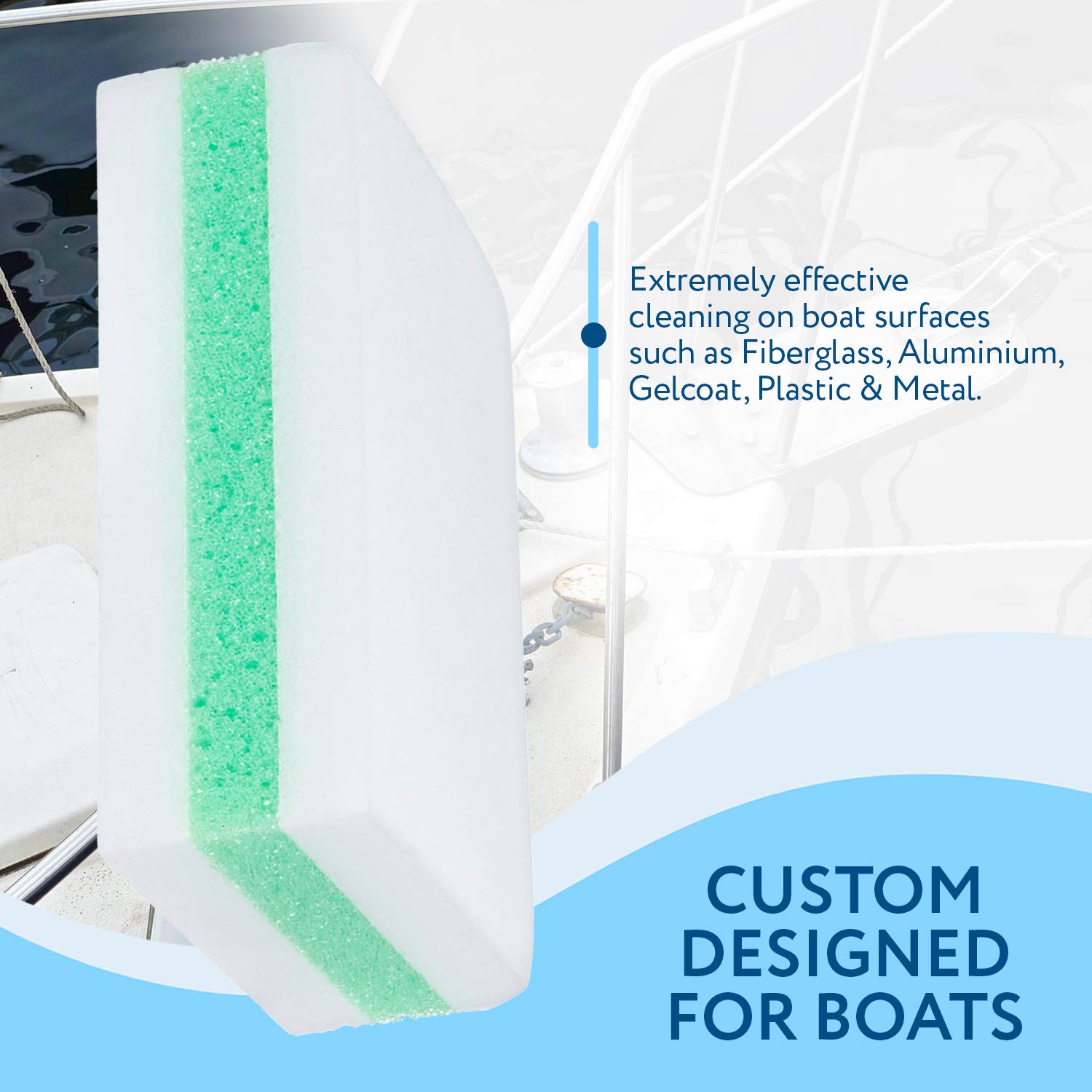 IMPRESA Boat Scuff Eraser 4 Pack - XL Boat Cleaner - Made in USA- Effectively Cleans Marks & Dirt from Fiberglass, Aluminium, Gelcoat, Plastic & Metal - Marine Vessel Products Boat Scuff Accessories