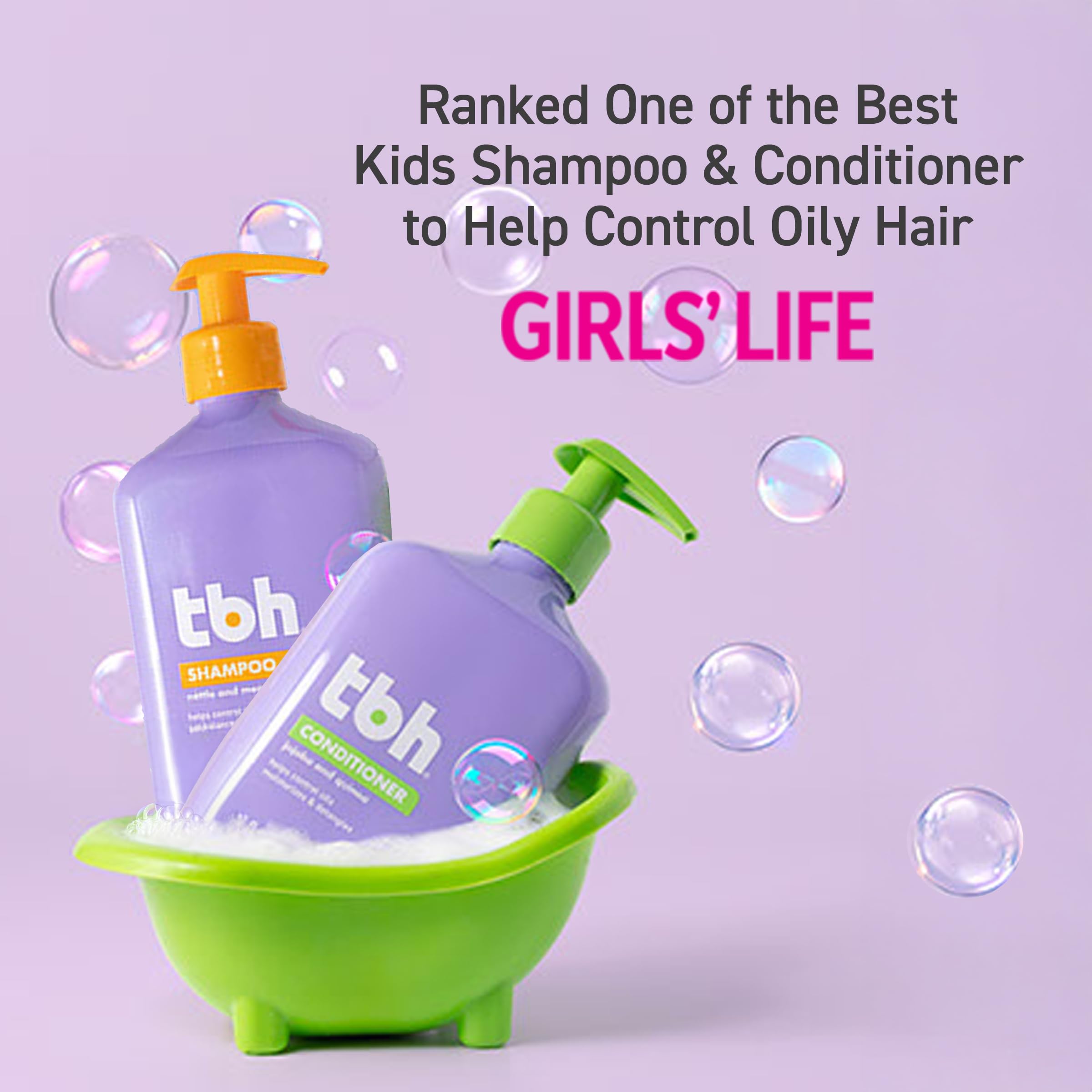TBH Teen & Kids Shampoo - Lightweight and Detangling Hydrating Hair Shampoo for Dry, Oily, Fine, Curly, and All Hair Types - Tween and Kids Shampoo - Sulfate, Paraben Free - 12 oz