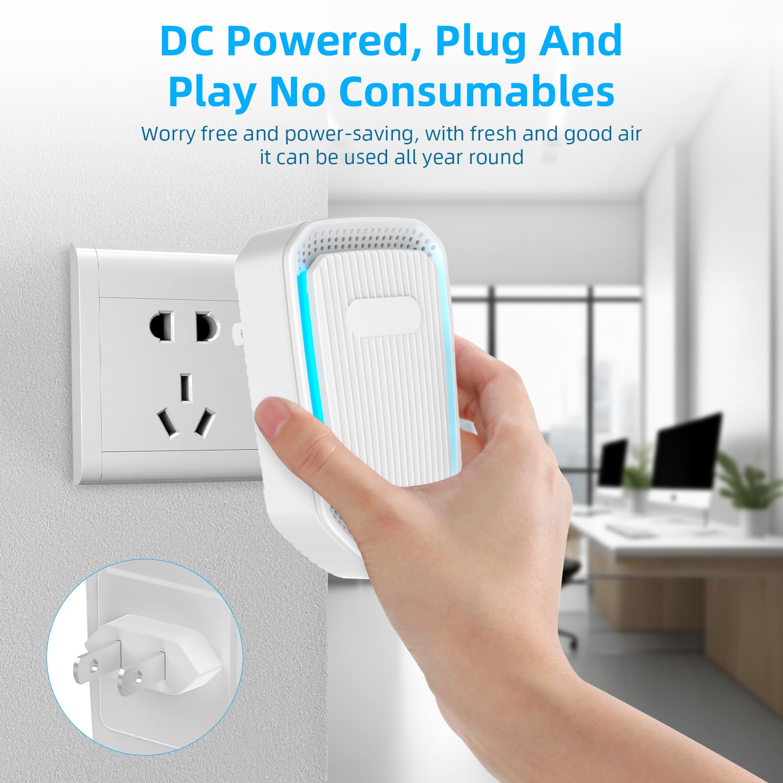 Air Ionizers for Home Plug In,Air Purifier Plug in Wall,Negative Ion Air Purifier for Bedroom -Quiet Operation Air Freshener for Home, Bedroom, Office, Garage Room,Odor,Pets Smell(8)