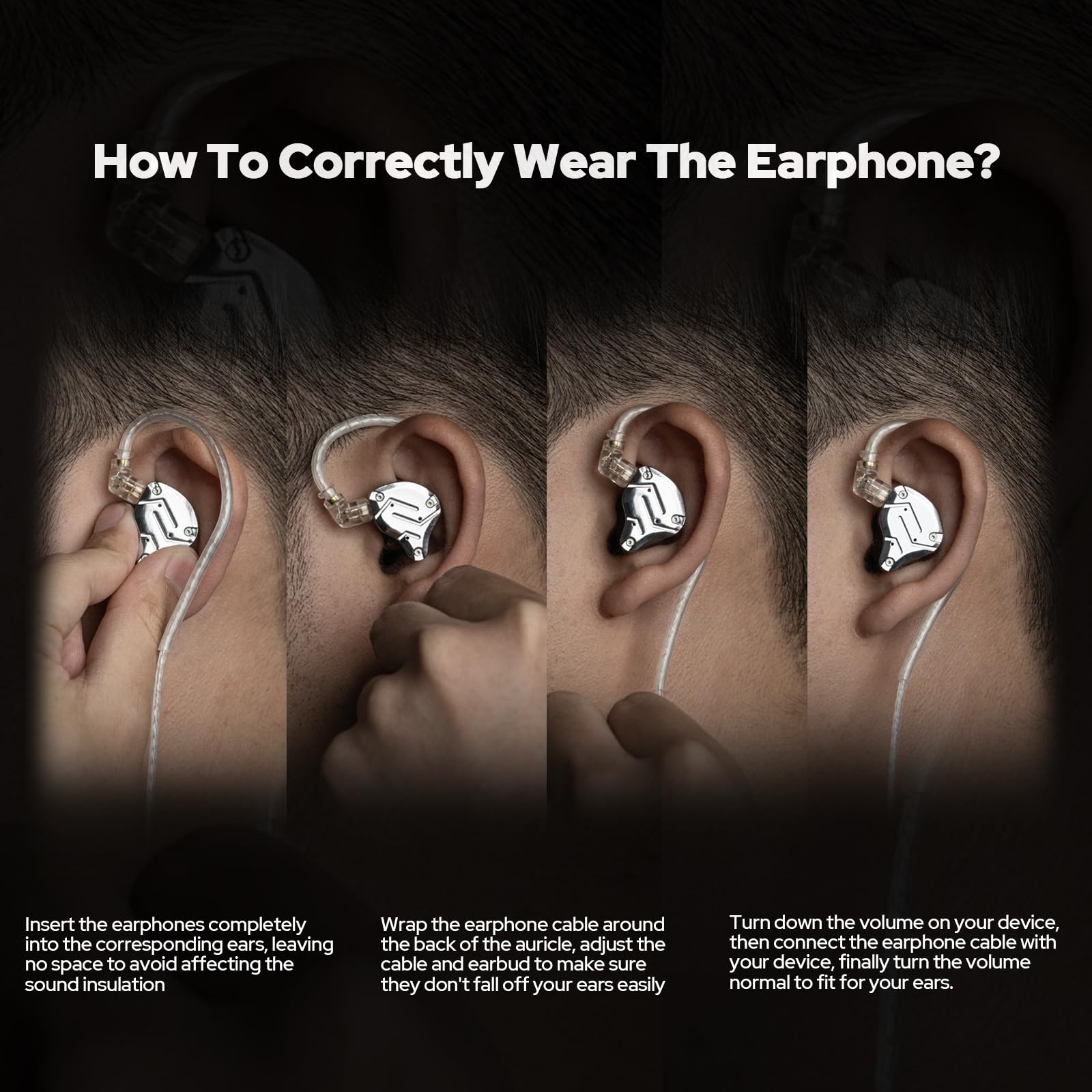 Linsoul KZ ZS10 Pro, 4BA+1DD 5 Driver in Ear Monitor, HiFi Wired Earbuds, Gaming Earbuds, Hybrid IEM Earphones with Stainless Steel Faceplate, Detachable Cable for Musician(with Mic, Black)