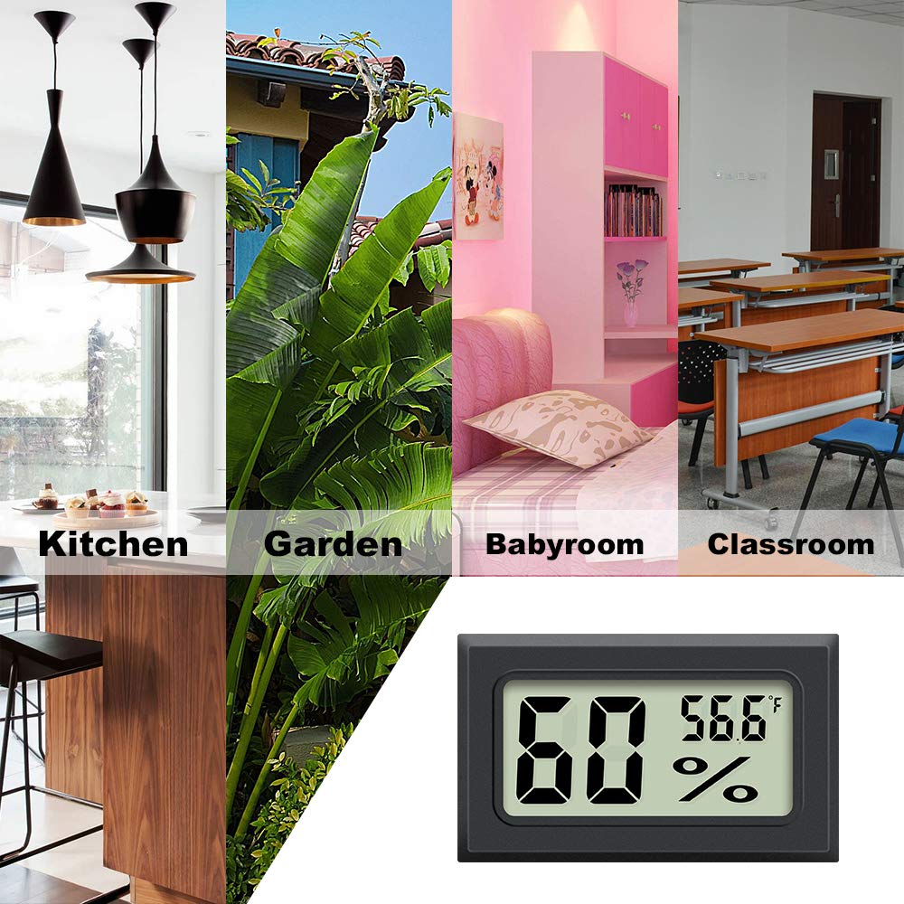 Mini Hygrometer Thermometer 2PCS Mini Digital Humidity Gauge, AikTryee Hygrometer Indoor Humidity Monitor Temperature Humidity Gauge Meter for Greenhouse Garden Cellar Closet Etc