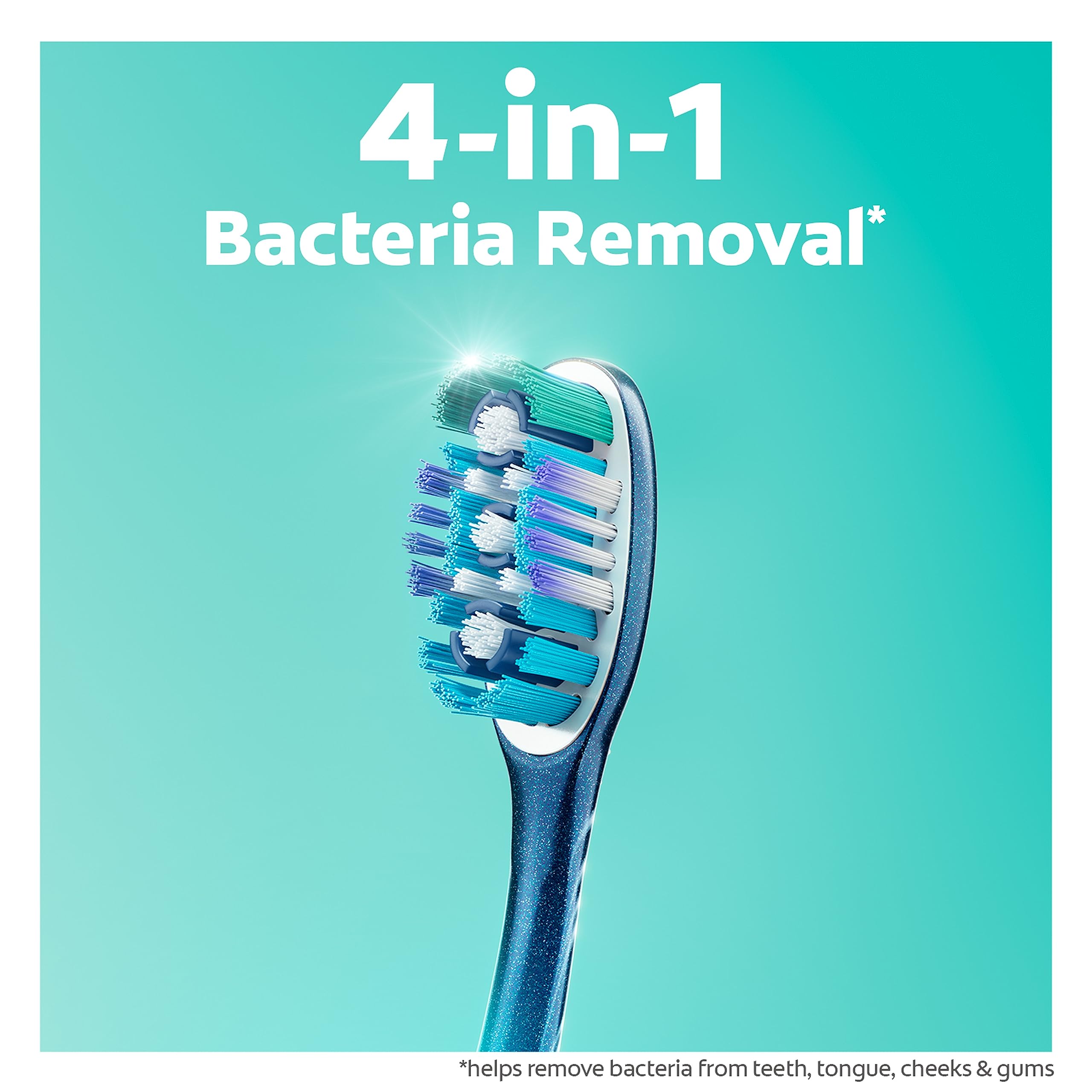 Colgate 360 Whole Mouth Toothbrush, Adult Soft Toothbrush With Tapered Bristles, Features Tongue Cleaner and Ergonomic Handle, Helps Whiten Teeth and Removes Bacteria, 4 Pack