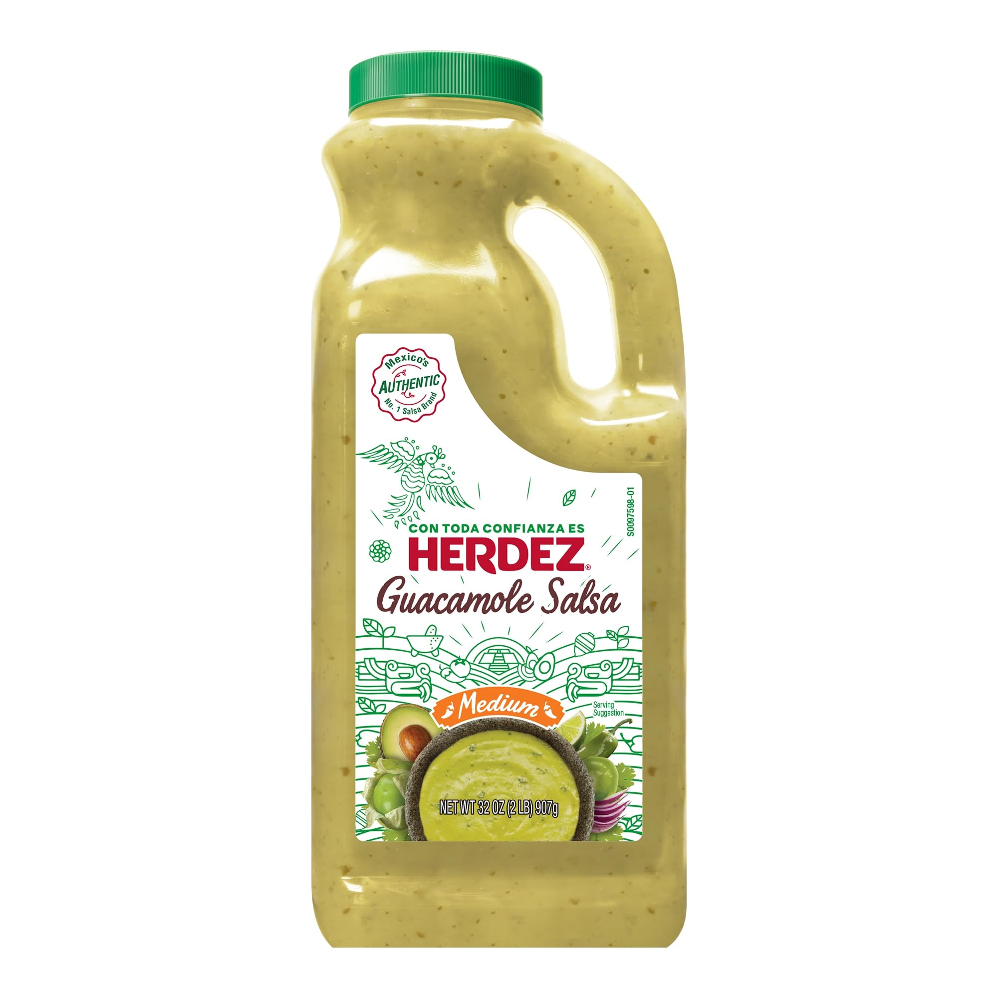 HERDEZ Guacamole Salsa, Medium, 32 oz Jug – Gluten Free, Kosher, Authentic Mexican Smooth & Flavorful Avocado-Based Salsa