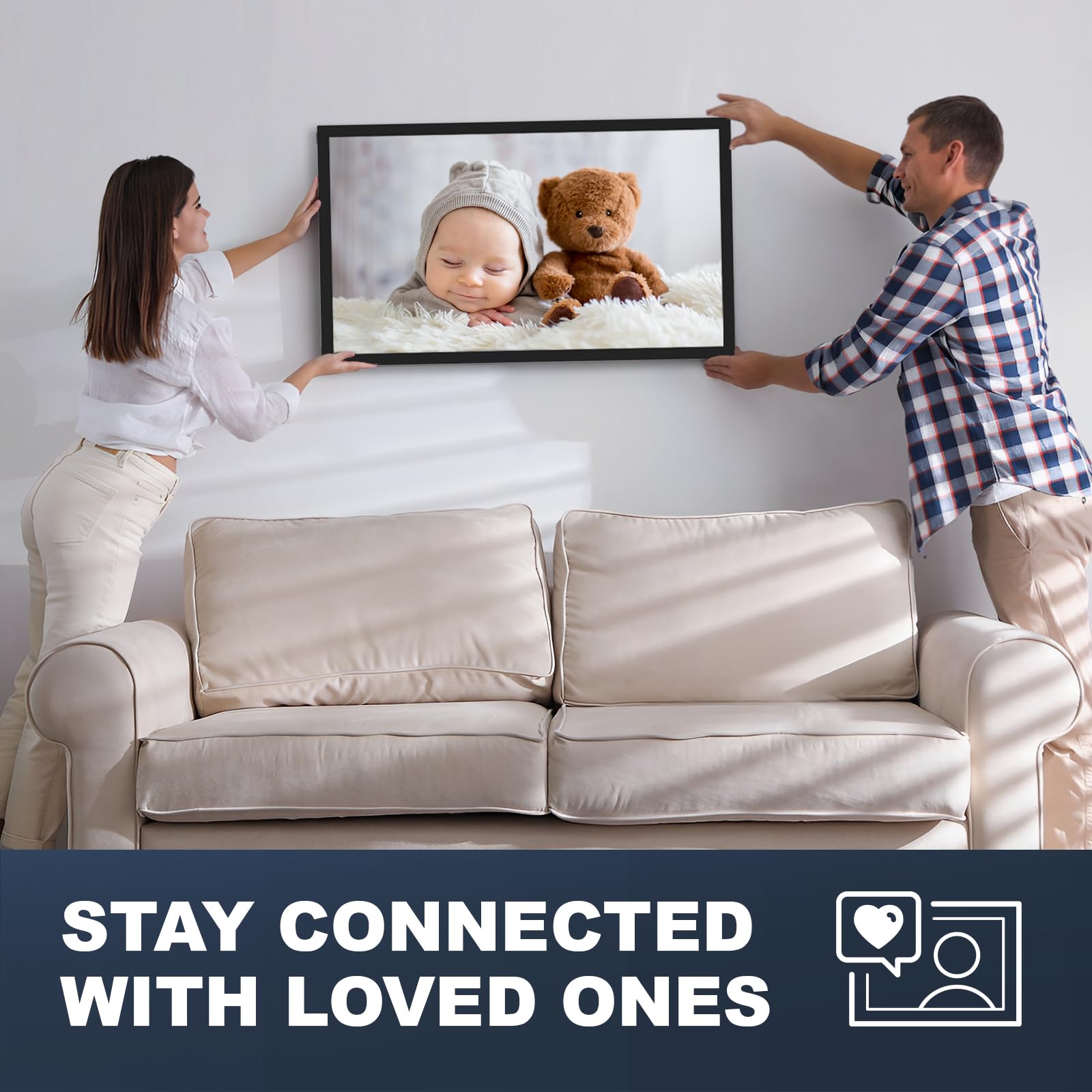 Arktronic 21.5 Inch Large Digital Picture Frame, 1920x1080 FHD IPS WiFi Electronic Photo Frame with Remote Control, 64GB Storage, Wall-Mountable, Instantly Share Photo/Video via Apps, Email, Black