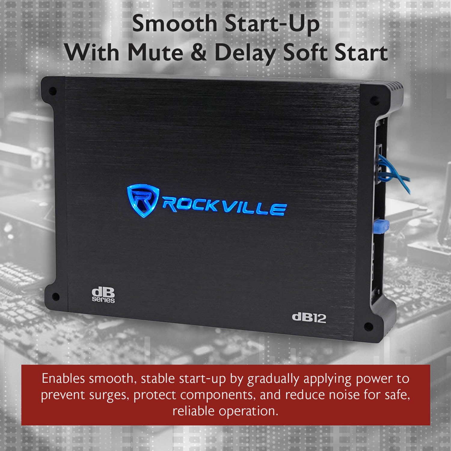 Rockville dB12 2000W Mono 2-Ohm Car Amplifier, High-Speed MOSFET, Adjustable 12dB Crossover, LED, Remote Sub Control, Perfect for Car Audio and Subs