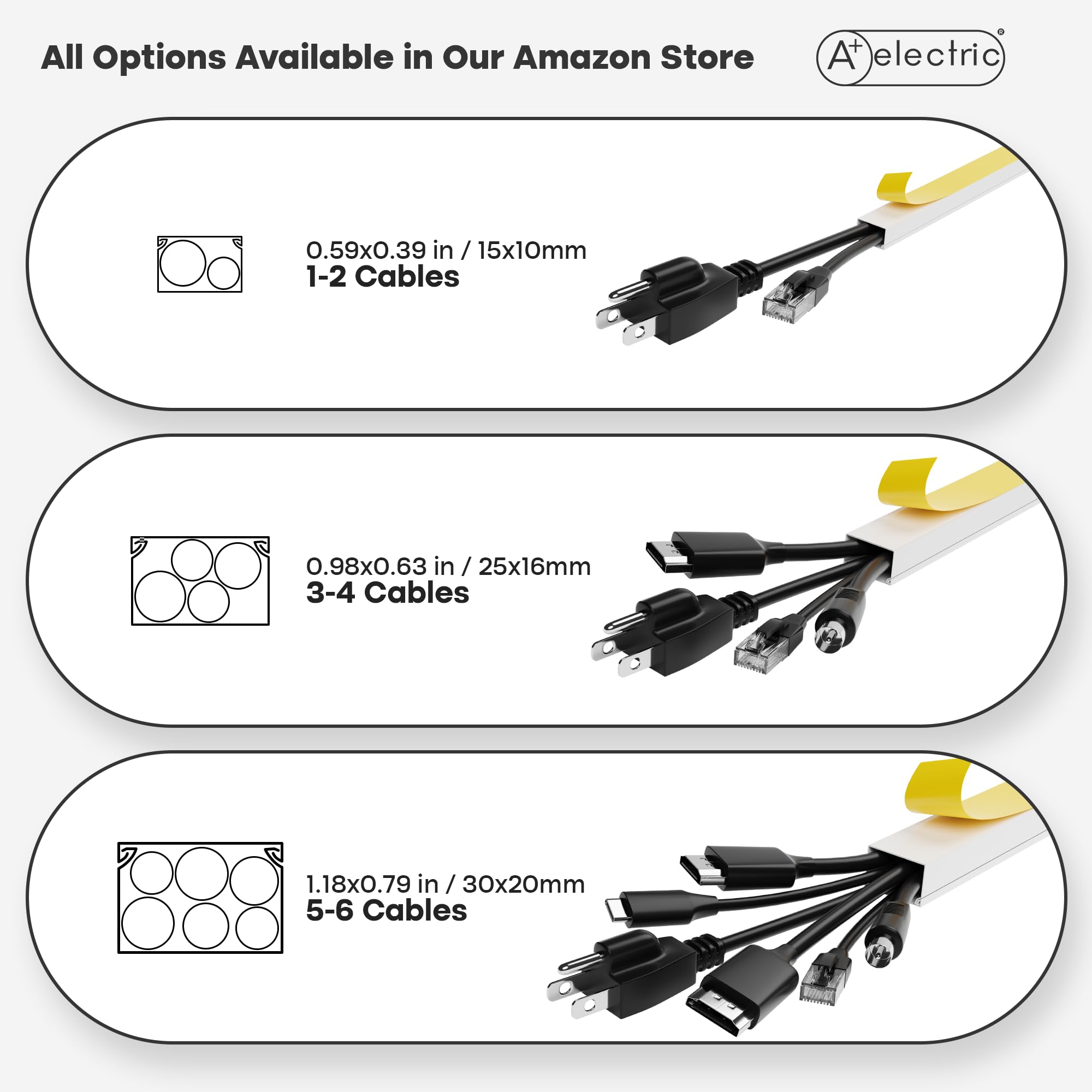 A+ ELECTRIC 315" Cable Hider, Wire Cover, Cables Raceway for Cord Hide, Long, Large, White and paintable Cords Cover Concealer Conduit Channel, TV, Ethernet Molding Electrical Wires Management Kit