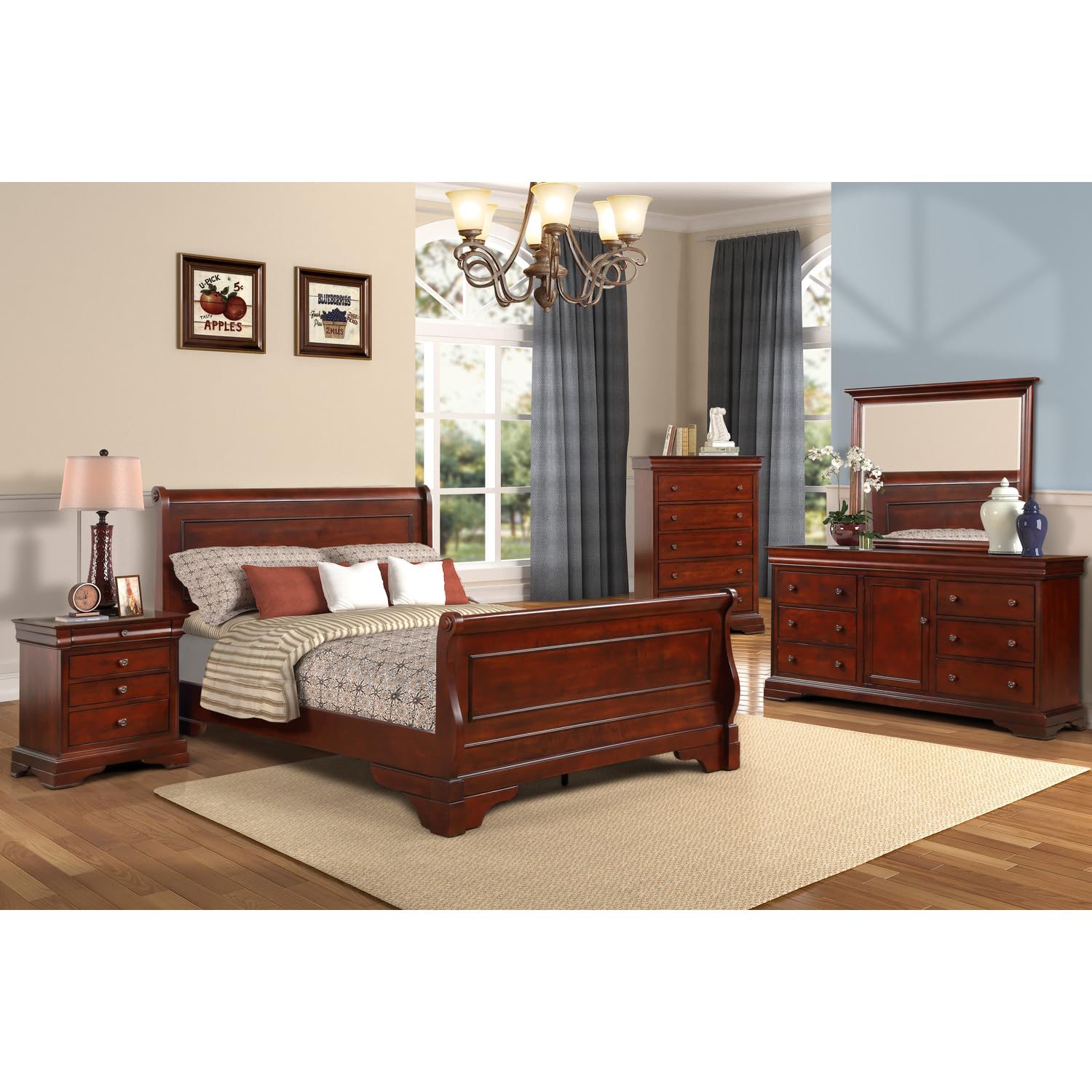 New Classic Furniture Versailles Nightstand, Bordeaux