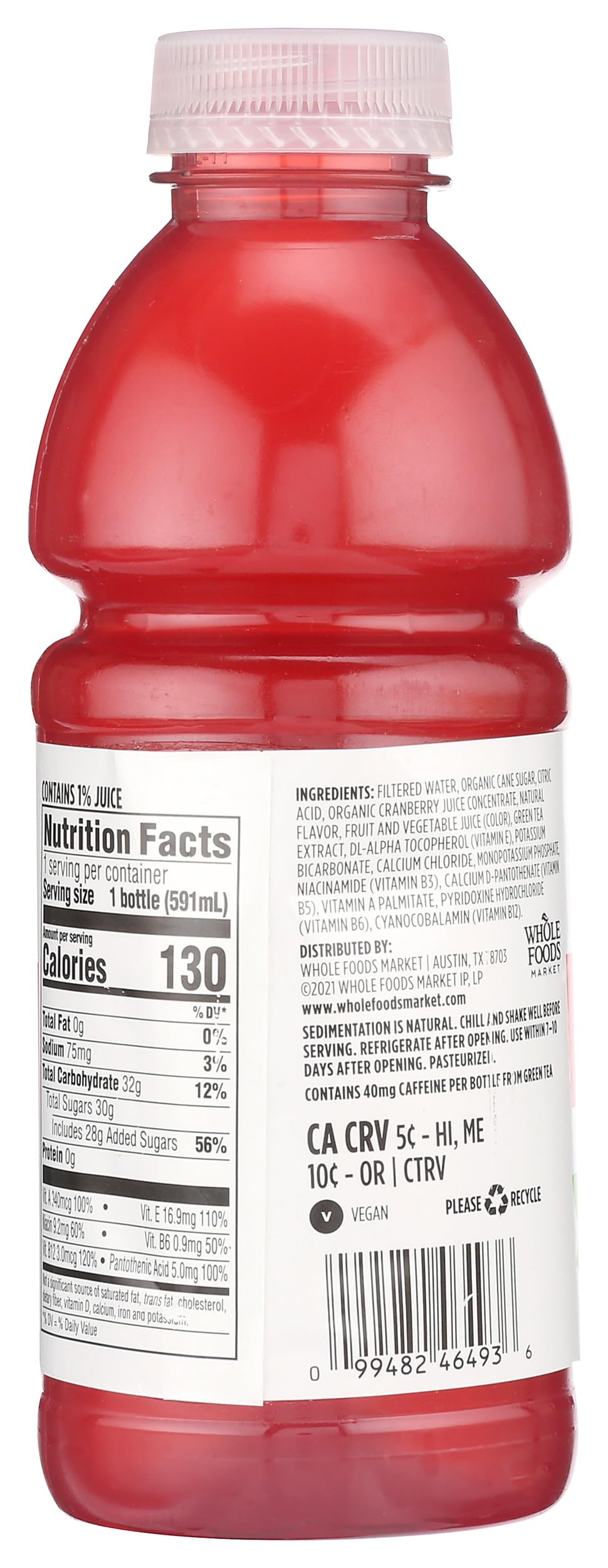 365 By Whole Foods Market, Water Nutrient Cranberry Antioxidants Vit A E, 20 Fl Oz