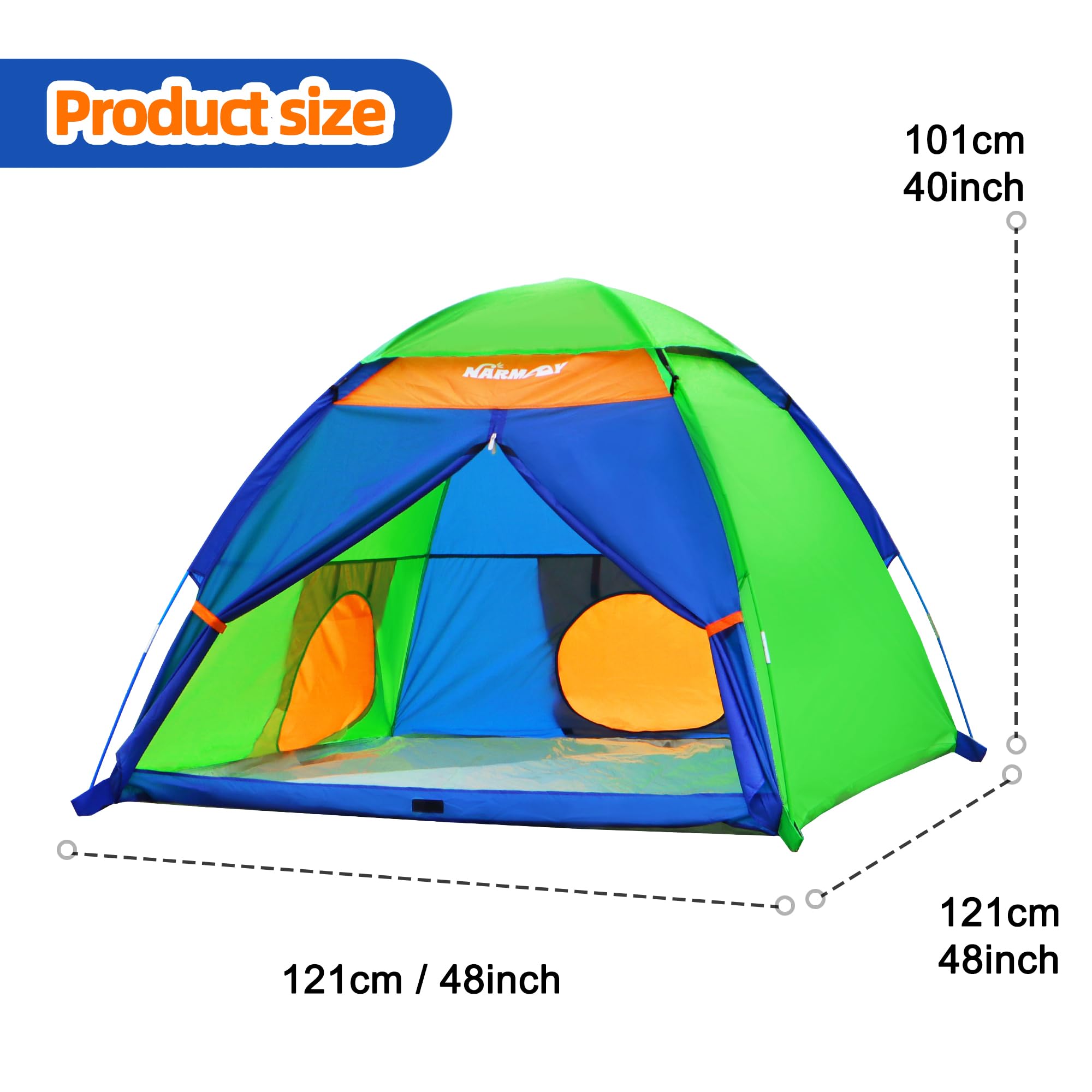 NARMAY® Play Tent Summer Camping Dome Tent for Kids Indoor/Outdoor Fun - 60 x 60 x 44 inch