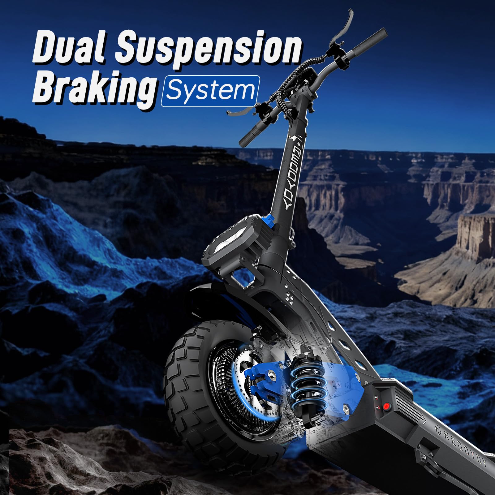 JUNLING RD2 Electric Scooter for Adults, 5000W Dual Motor, 50 Mph Top Speed, 55 Miles Max Range, 60V/25AH Battery, Dual Suspension Hydraulic Braking System, 10.5" Off-Road e-Scooter with LED Light
