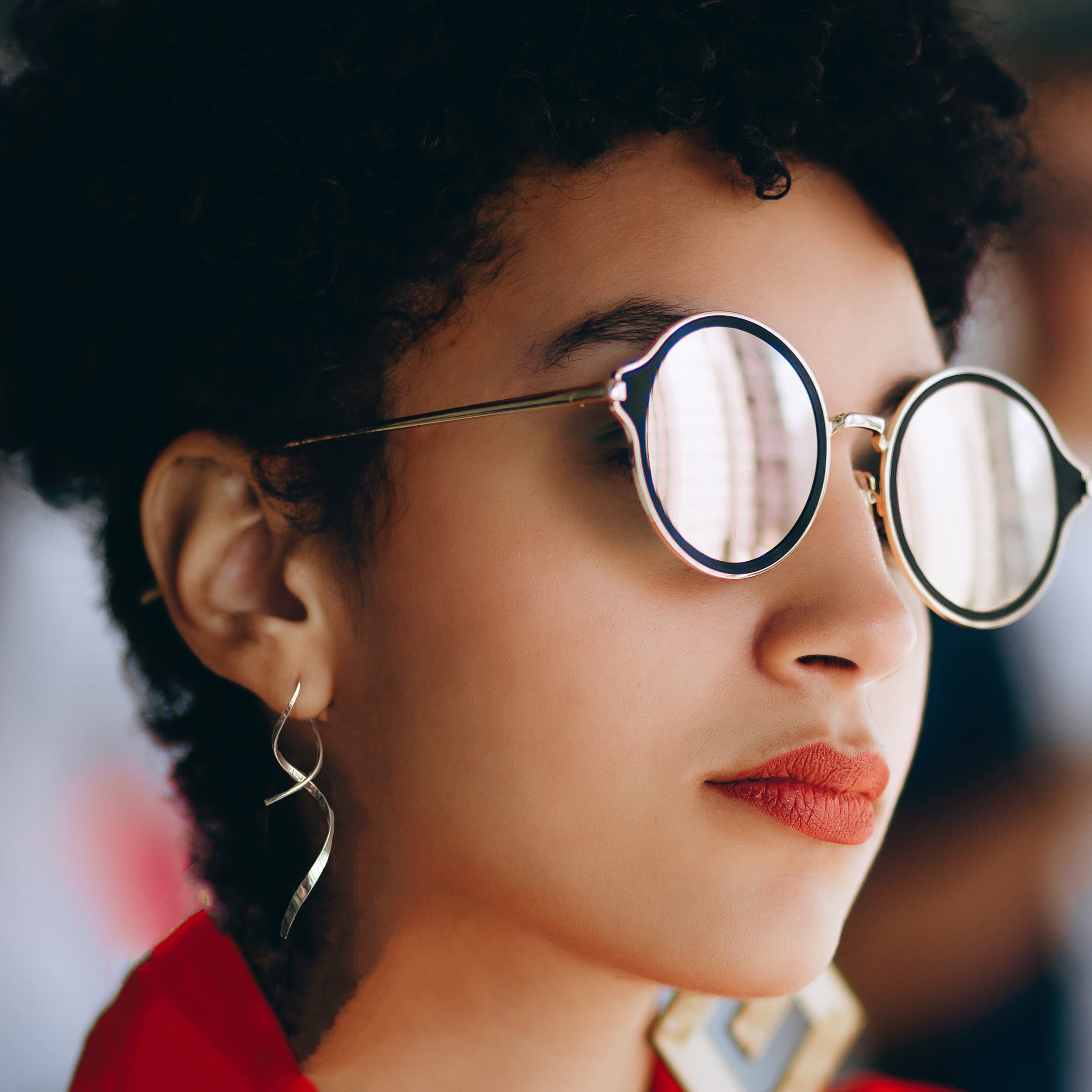 Earrings for Women Spiral threader earrings 14K gold earrings hand bent dangle earrings for women,suitable for gift giving, perfect for your birthday party, Christmas, gift giving.