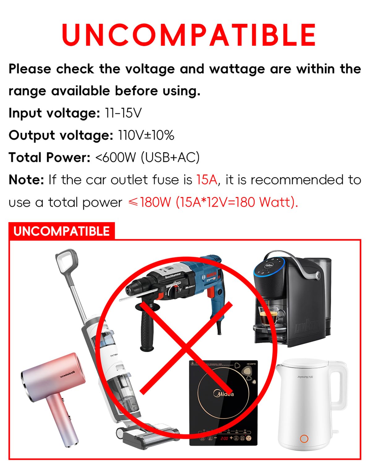 YSOLX 600W Power Inverter 12V to 110V, DC to AC Car Inverter with 65W USB-C/USB-Fast Charging(24W)/Dual AC Outlet,Fast Car Charger Adapter for Phone/Laptop/Road Trip/Camping(Updated)