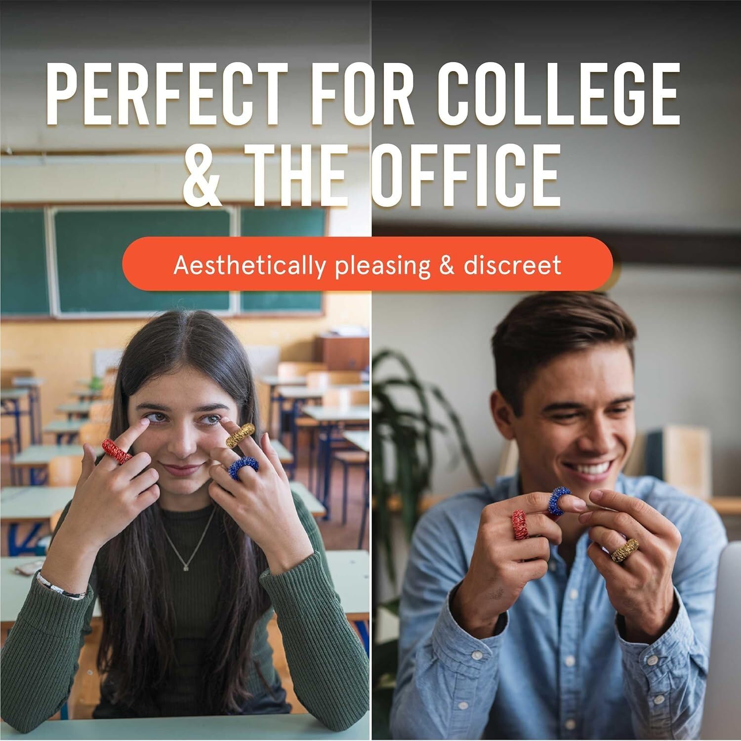 BunMo Spiky Sensory Rings 9pk – Acupressure Rings - Fidget Ring for Adults – Sensory Stimulation & Finger Comfort – Durable & Portable - Spiky Fidget Ring - Stocking Stuffers for Teen Boys