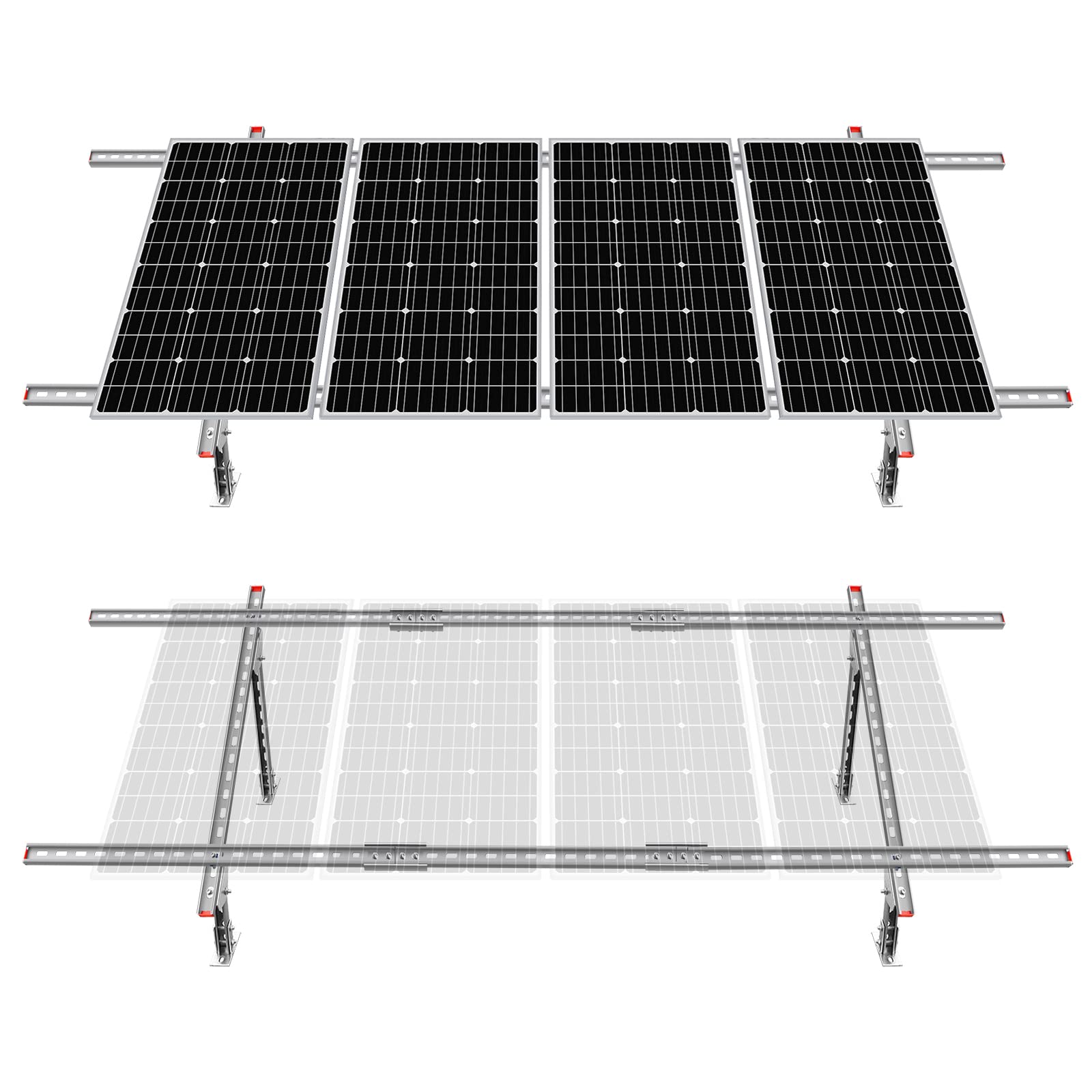 ECO-WORTHY Adjustable Multi-Pieces Solar Panel Mounting Brackets Kit System for 1-4pcs Solar Panels Solar Ground Mount