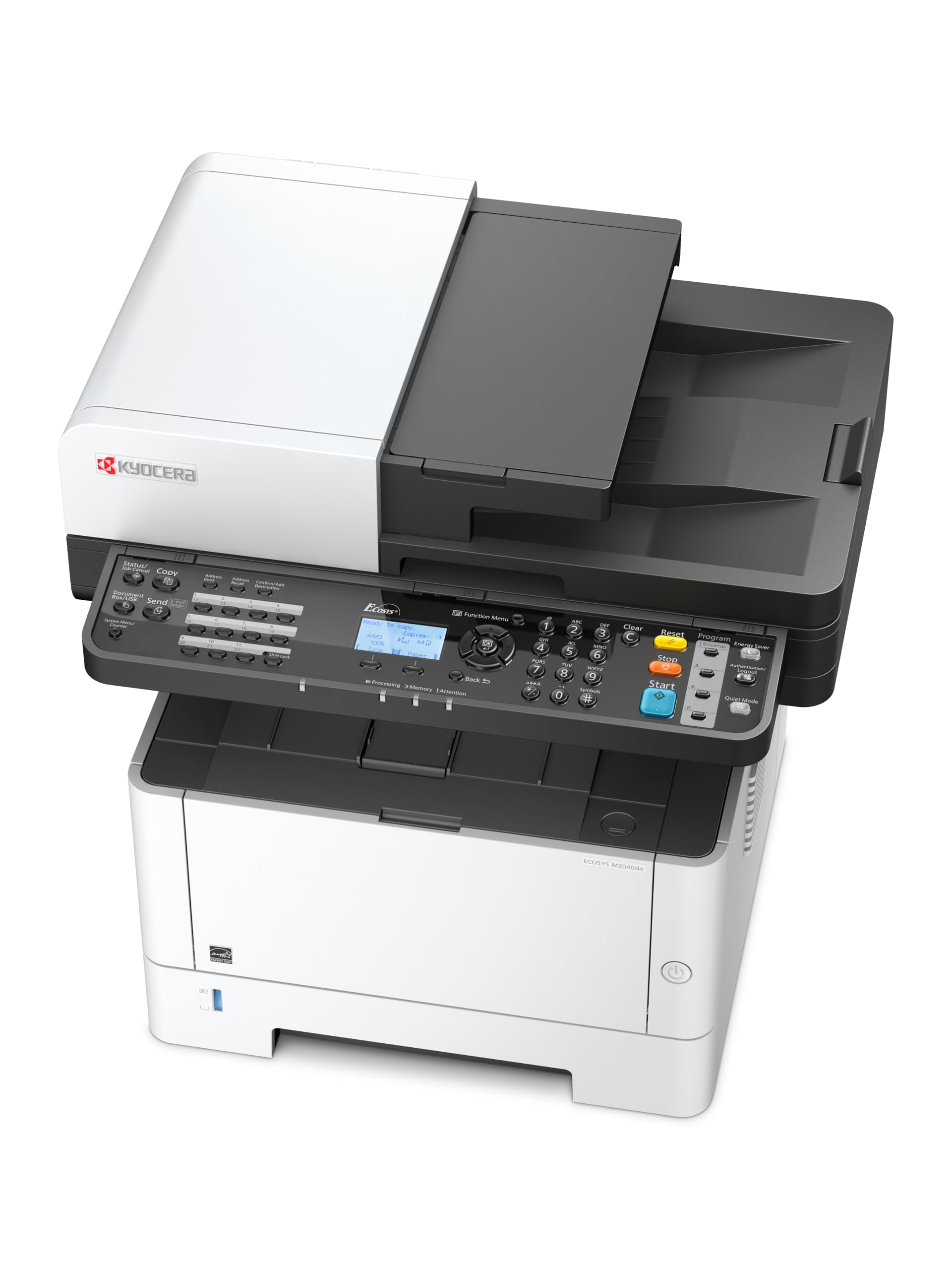 Kyocera ECOSYS M2040dn Monochrome Multifunctional Laser Printer (Print/Copy/Scan), 42ppm, Up to Fine 1200 dpi, Duplex, Mobile Print, 5 Line LCD Screen w/Hard Key Panel, Gigabit Ethernet, USB, 512 MB