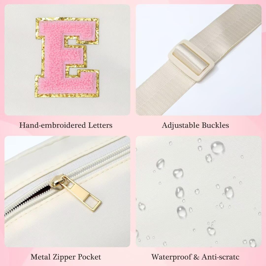 YOOLIFE Christmas Gifts for Women Girls Teens Kids - Personalized Birthday Gifts for Women Daughter Sister Friends, Beige Initial Fanny Pack Crossbody Purse Belt Bag A, Easter Gifts Teens Girls