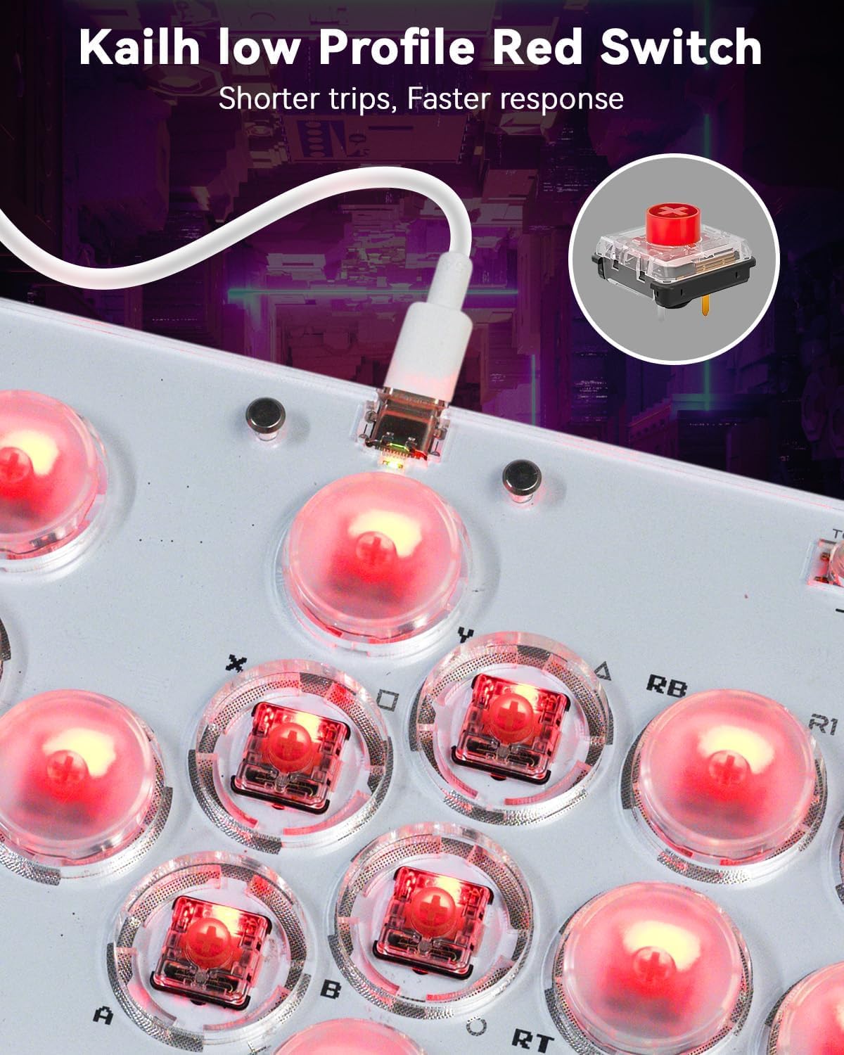 Sehawei Haute42 Arcade Stick 16Keys All-Button Gamerfinger with Turbo Functions & Custom RGB,Arcade Controller Street Fight for PC/Ps3/Ps4/Switch/Steam Game Keyboard-Supports Hot Swap & SOCD