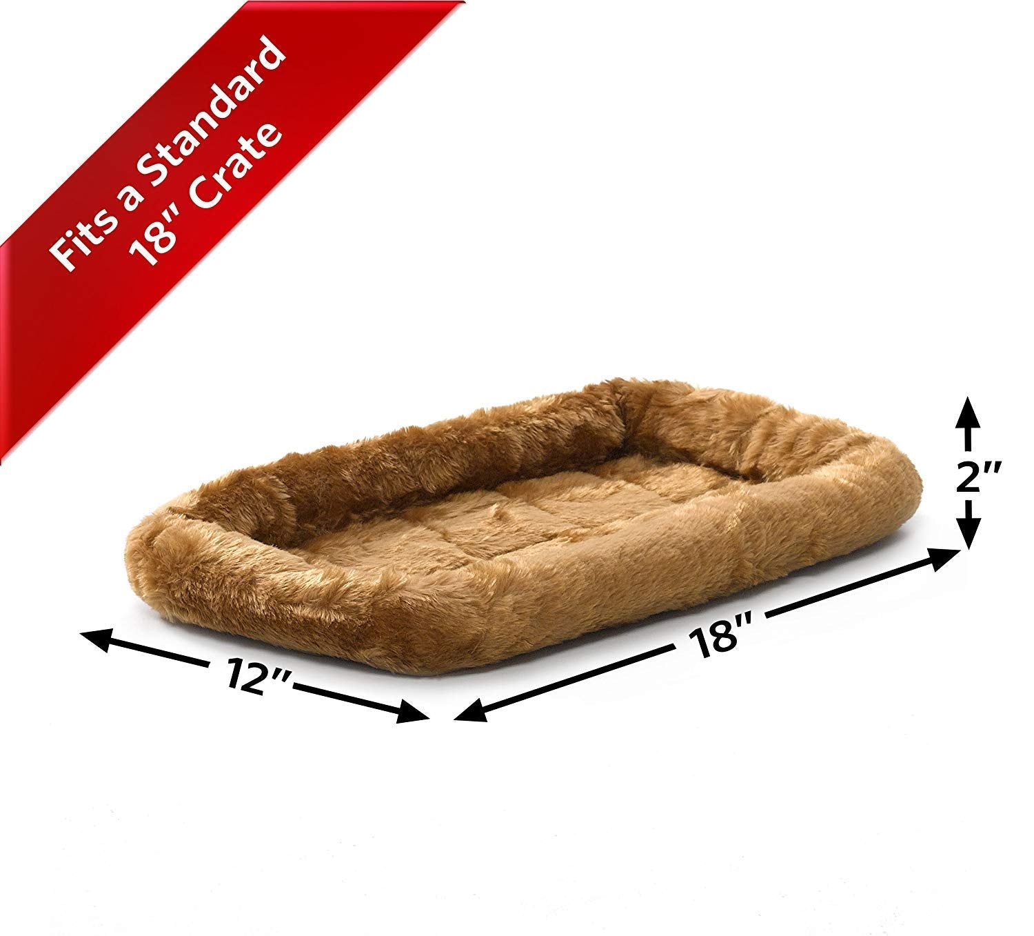 MidWest Homes for Pets Cinnamon 18-Inch Pet Bed w/ Comfortable Bolster | Ideal for Small Breeds & Fits an 18-Inch Crate | Easy Maintenance Machine Wash & Dry