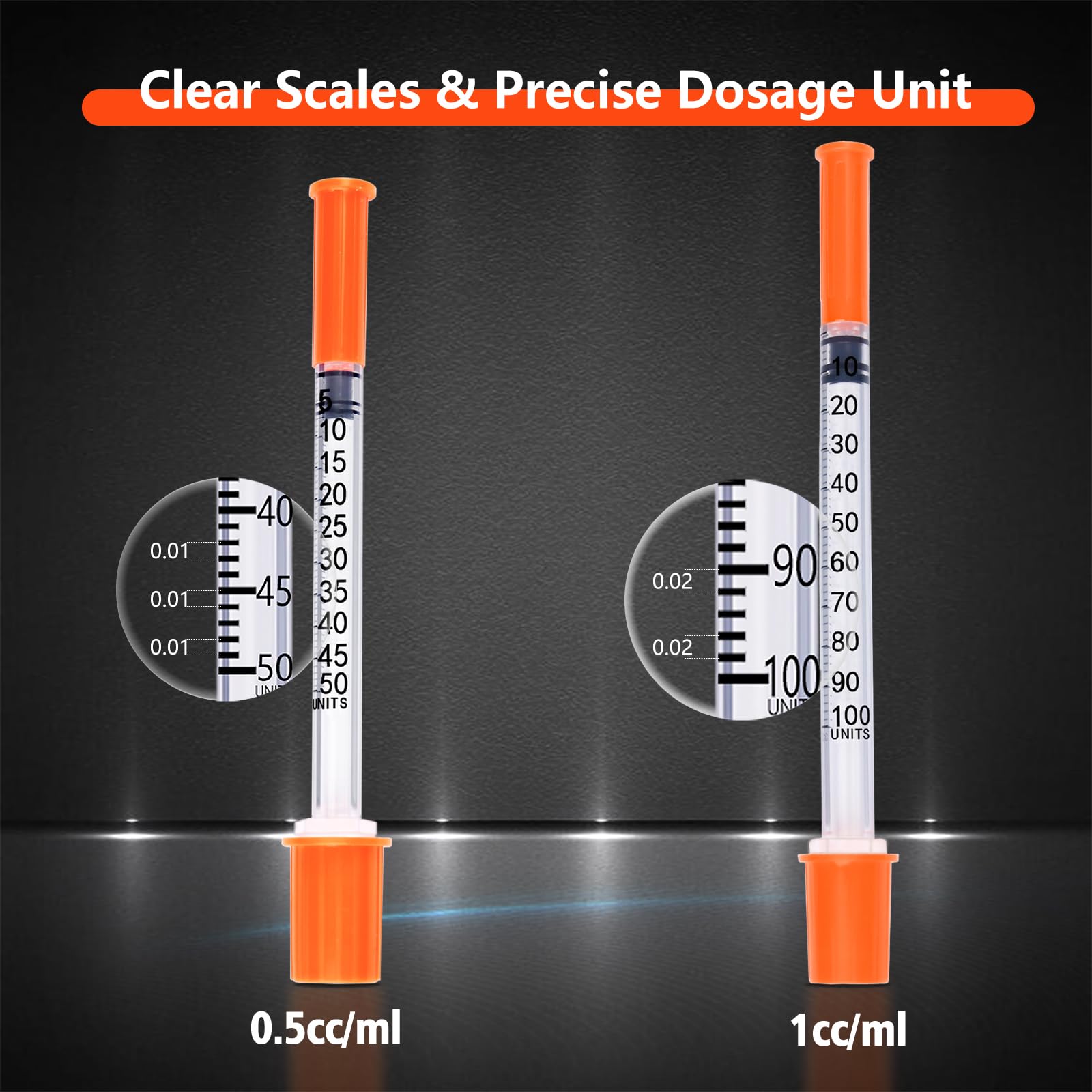 0.5 ml/cc 30G 5/16 Inch Syringes, U-100 Lab Tools Syringe, Individual Wrapped, 25 Pack