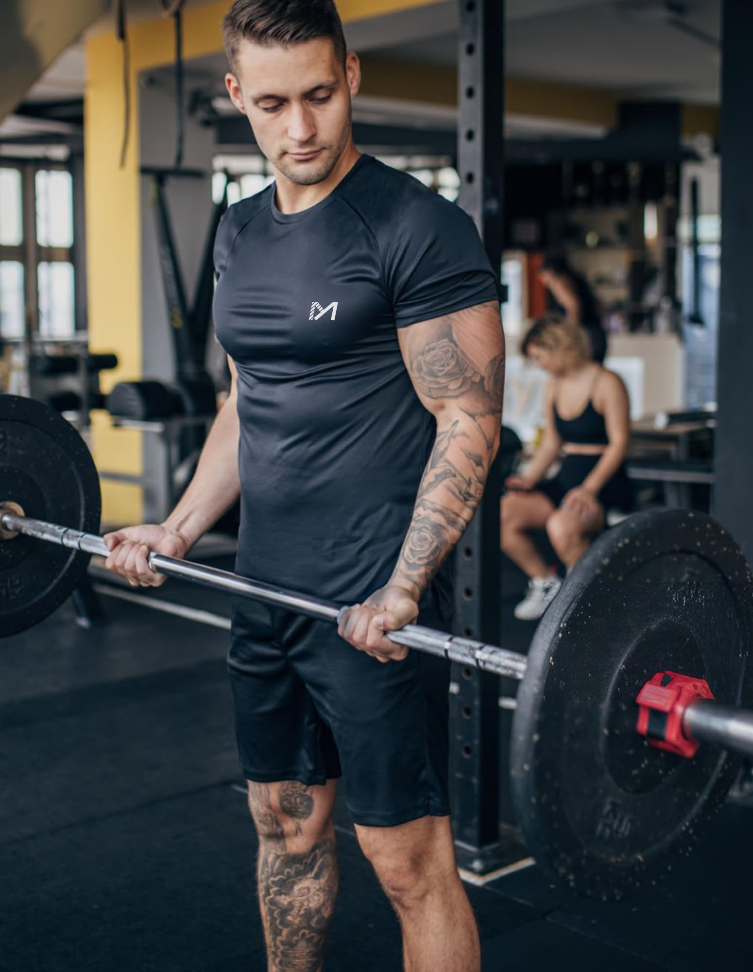 Men's Compression Shirts Dry Fit Workout T-Shirt Running Tops Undershirts Black