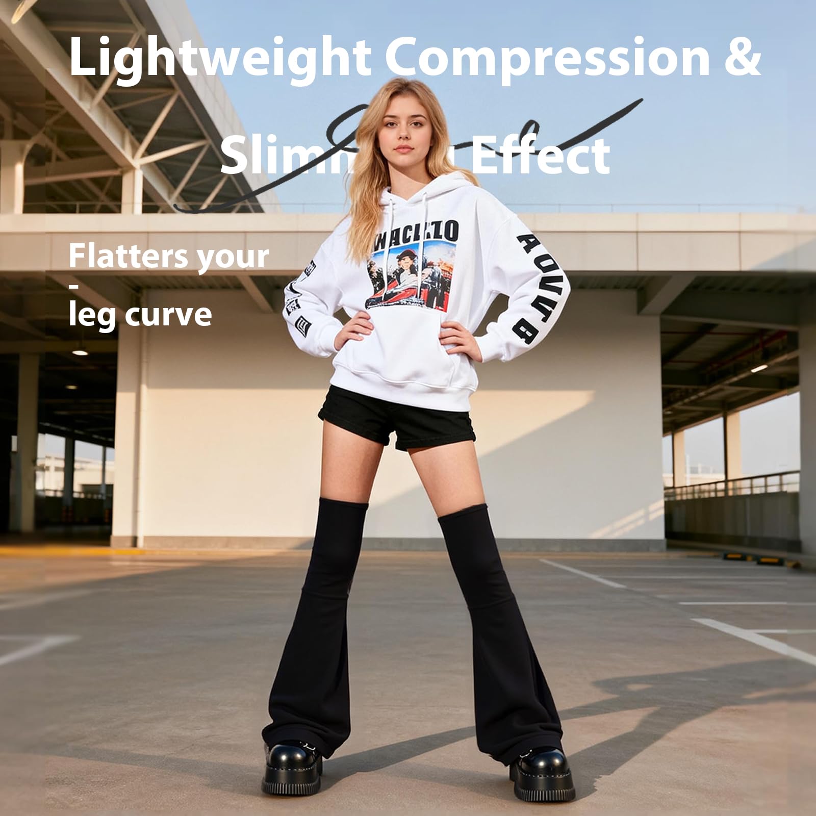 KAVOBO Leg Warmers for Women, Y2K Punk Leg Warmers for Girls White Black, Fashion Boots Socks for Halloween Christmas Party, Gyaru Harajuku Accessories