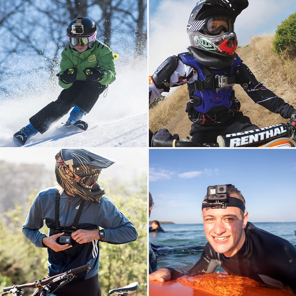 Sametop Head Mount Strap Chest Mount Harness Chesty Kit Compatible with GoPro Hero 13, 12, 11, 10, 9, 8, 7, 6, 5, 4, Session, 3+, 3, 2, 1, Hero (2018), Fusion, Max, DJI Osmo Action Cameras