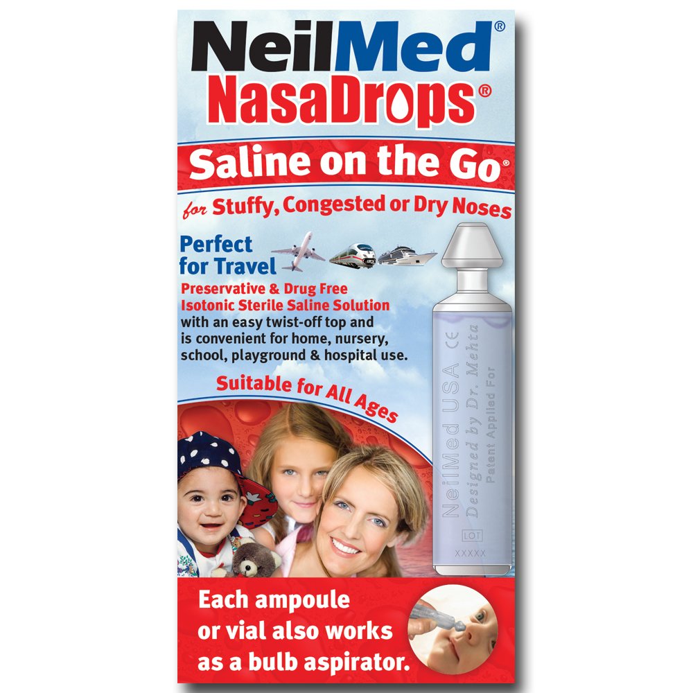 Neil Med NASA Drops Saline Vials, 15 Single-Use Ampoules, 0.5 Fl Oz