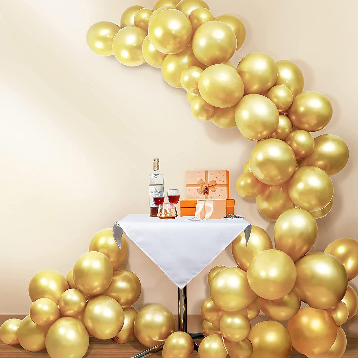 Borcolo100PCS Metallic Chrome Balloons, Birthday Balloons, Shiny Balloons, 12inch(30cm) Birthday Wedding Graduation Anniversary Party Decorations (Golden)
