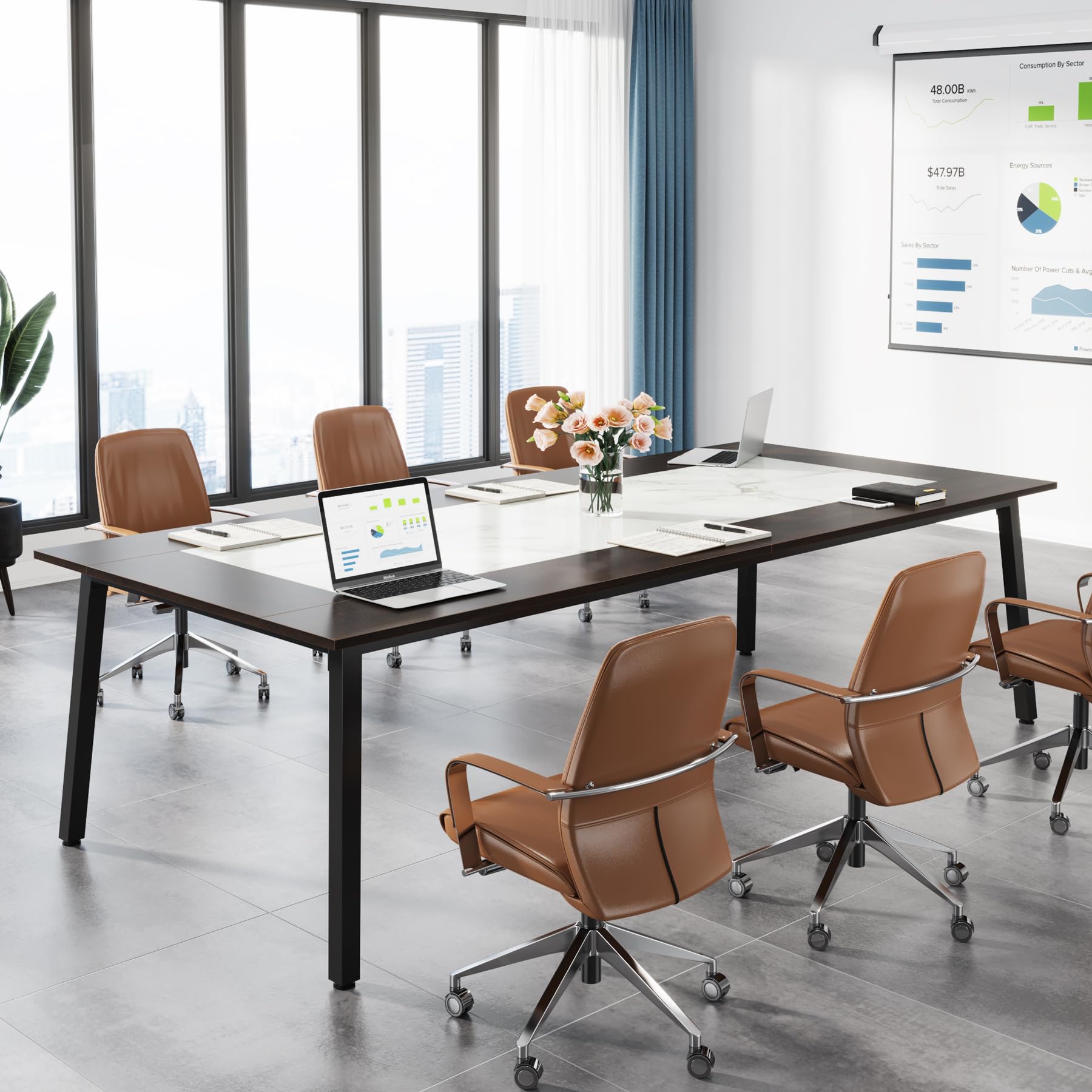 Tribesigns 6.56 FT Conference Table, 78.74-Inch Large Meeting Table for 8-10 People, Rectangle Office Conference Room Table, Business Seminar Table for Office Meeting Conference Room