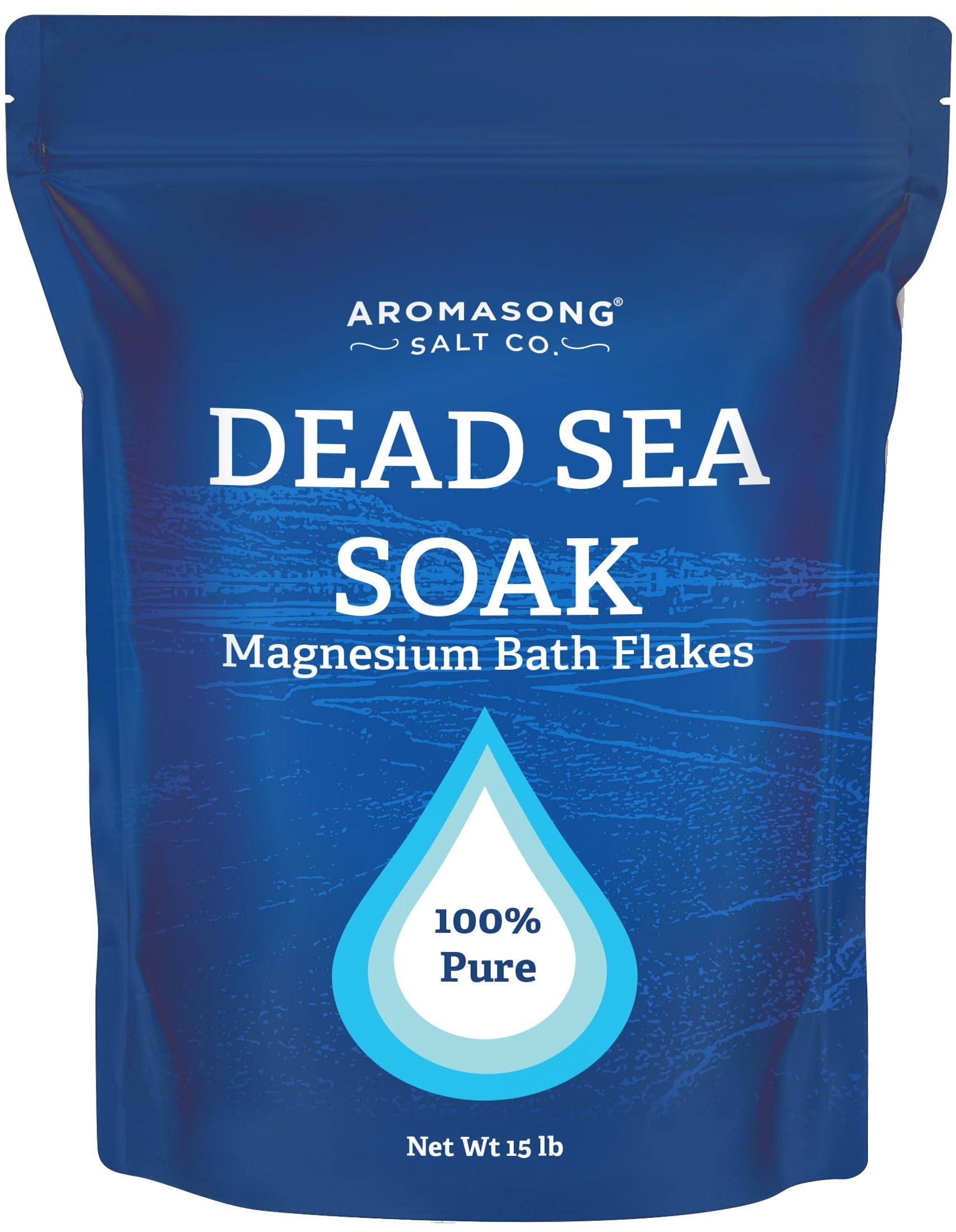 Aromasong Magnesium Flakes, 15lb – Dead Sea Bath & Foot Soak – Superior Alternative to Epsom Salt with 27,360 Mg of Magnesium Per Bath, Bulk Pack