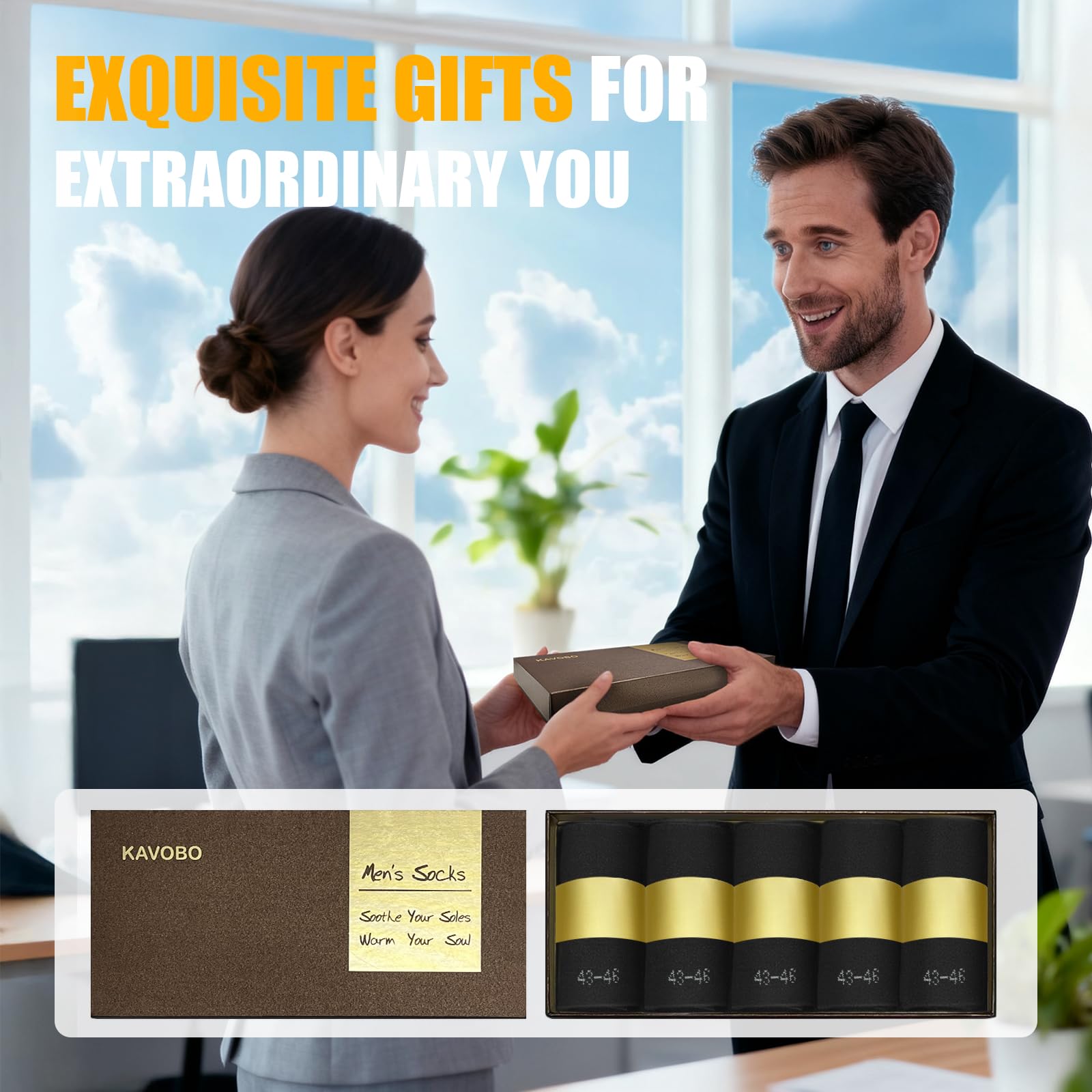 KAVOBO Men's Silver Ion Moisture Wicking Socks - Odor Control Defense Mid-Calf, Breathable Cotton Gift Pack