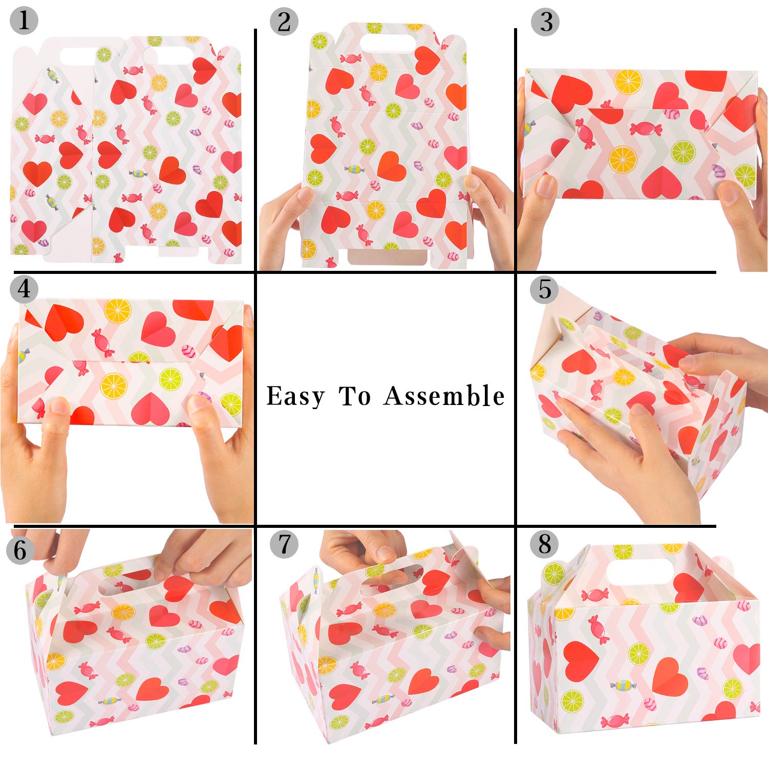 Valentine's Treat Boxes - 28 Pack Candy Bags for Kids' Party Favors, 7 Patterns for Wrapped Gifts