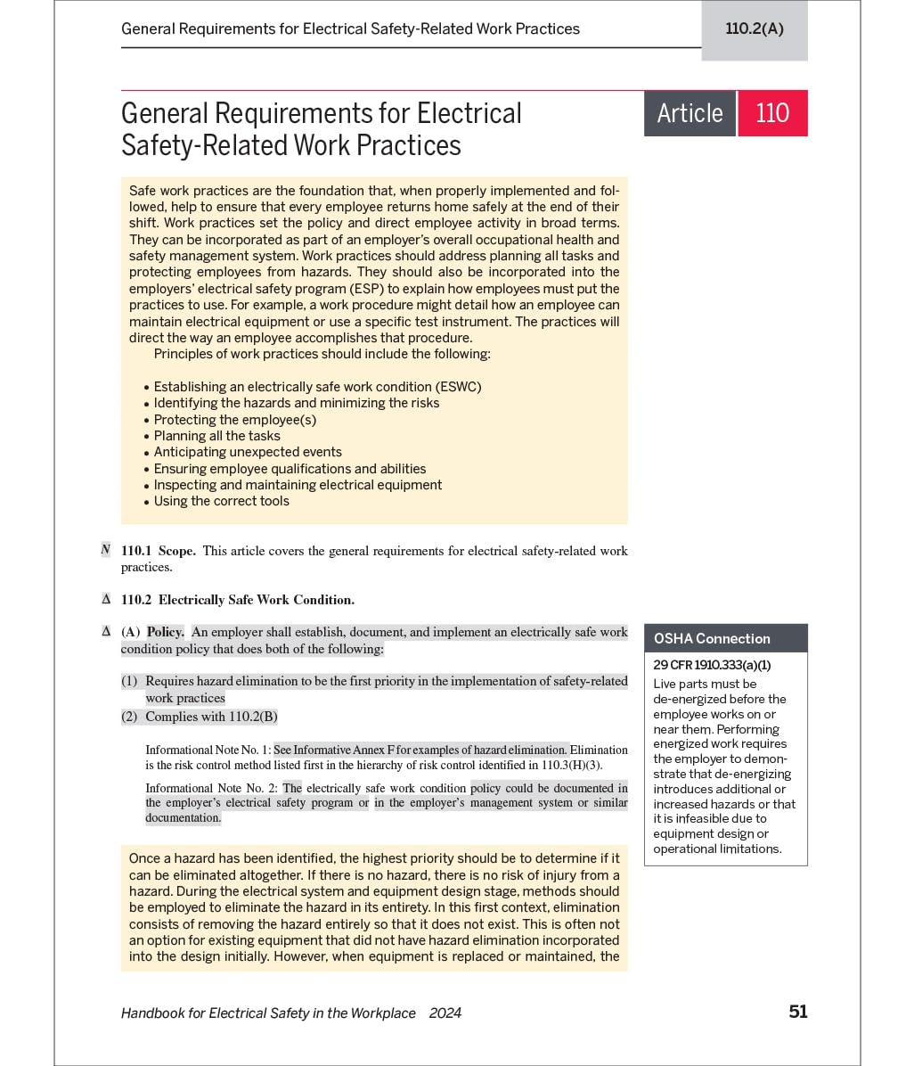NFPA 70E, Handbook for Electrical Safety in the Workplace, 2024 Edition