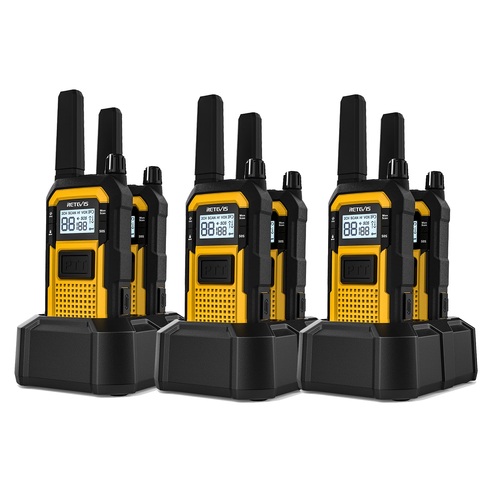 Retevis RB48 2 Way Radio Long Range, IP67 Waterproof Walkie Talkies Adults, Professional Heavy Duty Two Way Radios, Advanced Triple Proof, for Job Site Construction Warehouse(6 Pack)