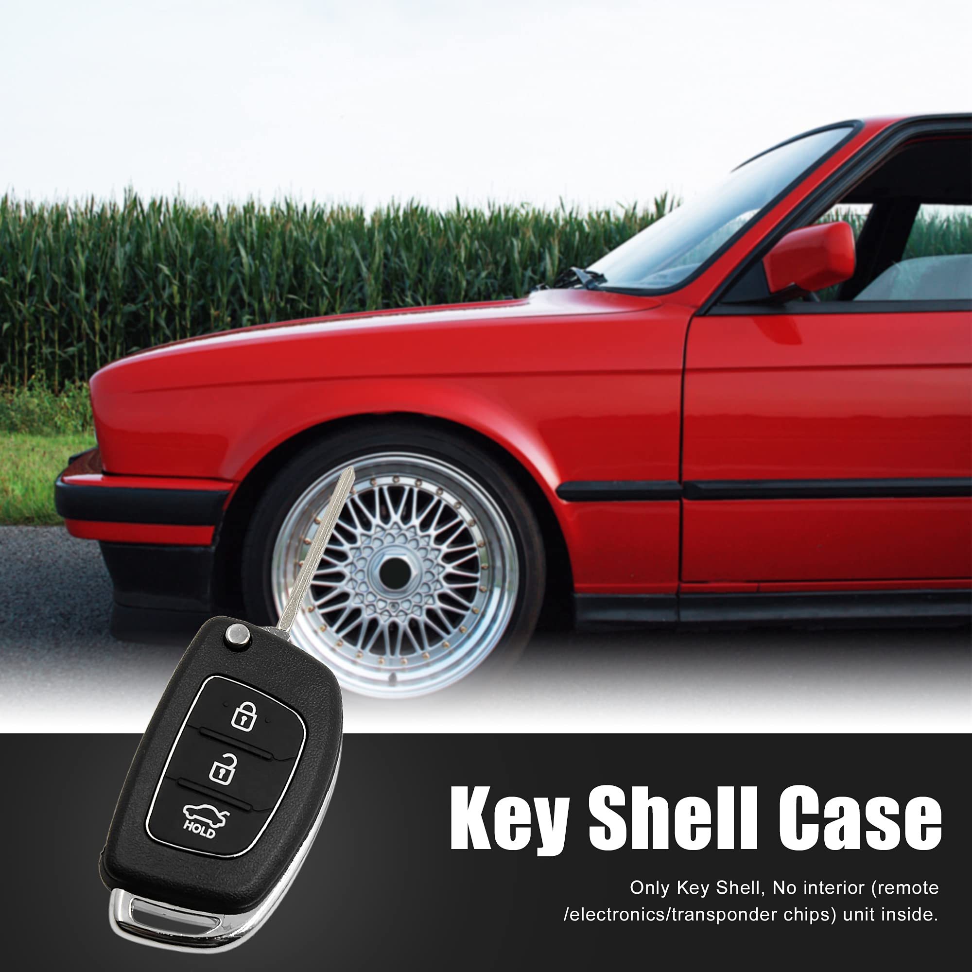 uxcell 3 Buttons Flip Folding Uncut Key Shell Remote Control Fob Clicker Case Replacement for Hyundai Santa Fe 2013 2015