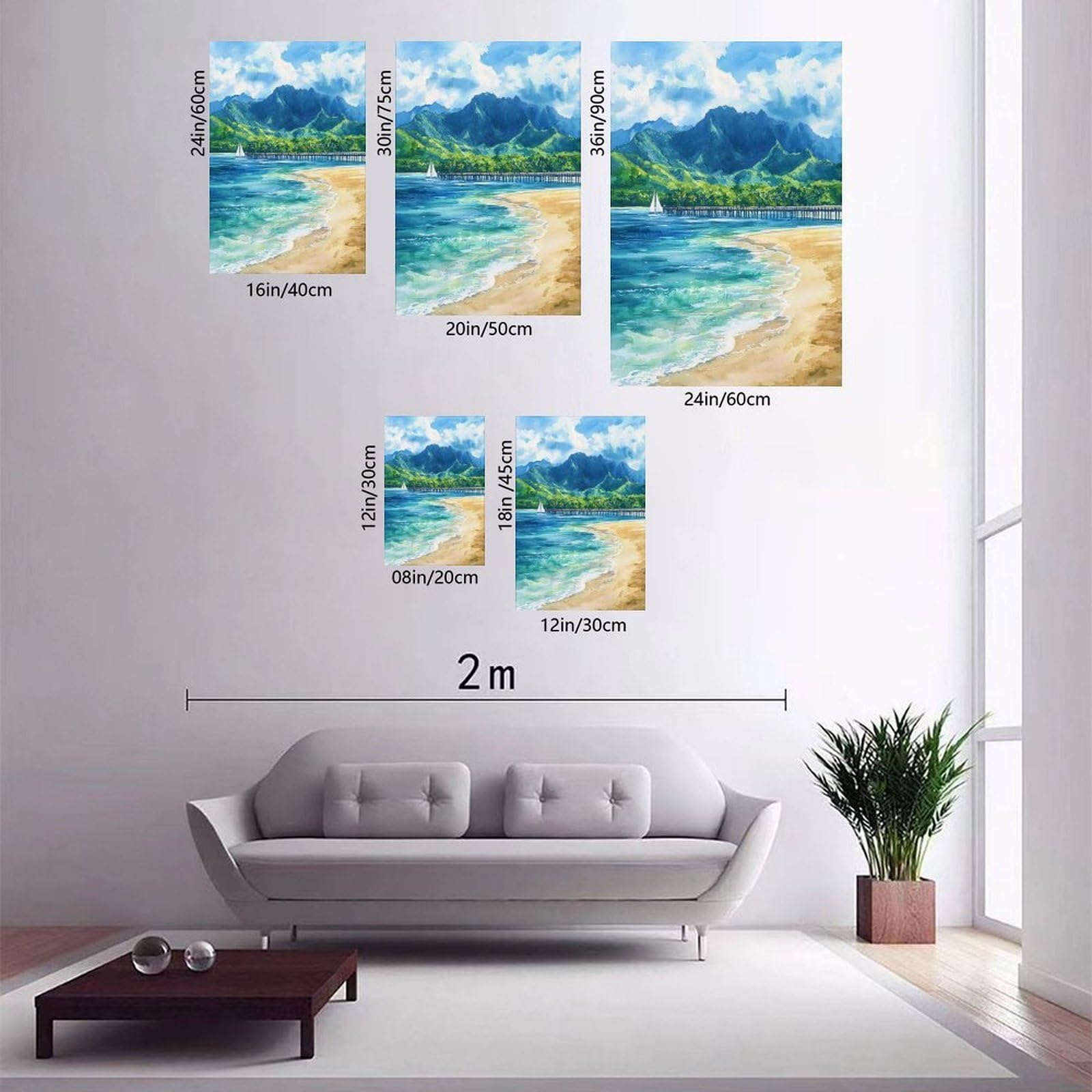 CFIOZYOS Hanalei Bay Watercolor Poster Wall Art Hanalei Bay Wall Hanging Home Décor Gift Art Lovers United States Living Room Office Bedroom Canvas Deco Frame 16x24inch