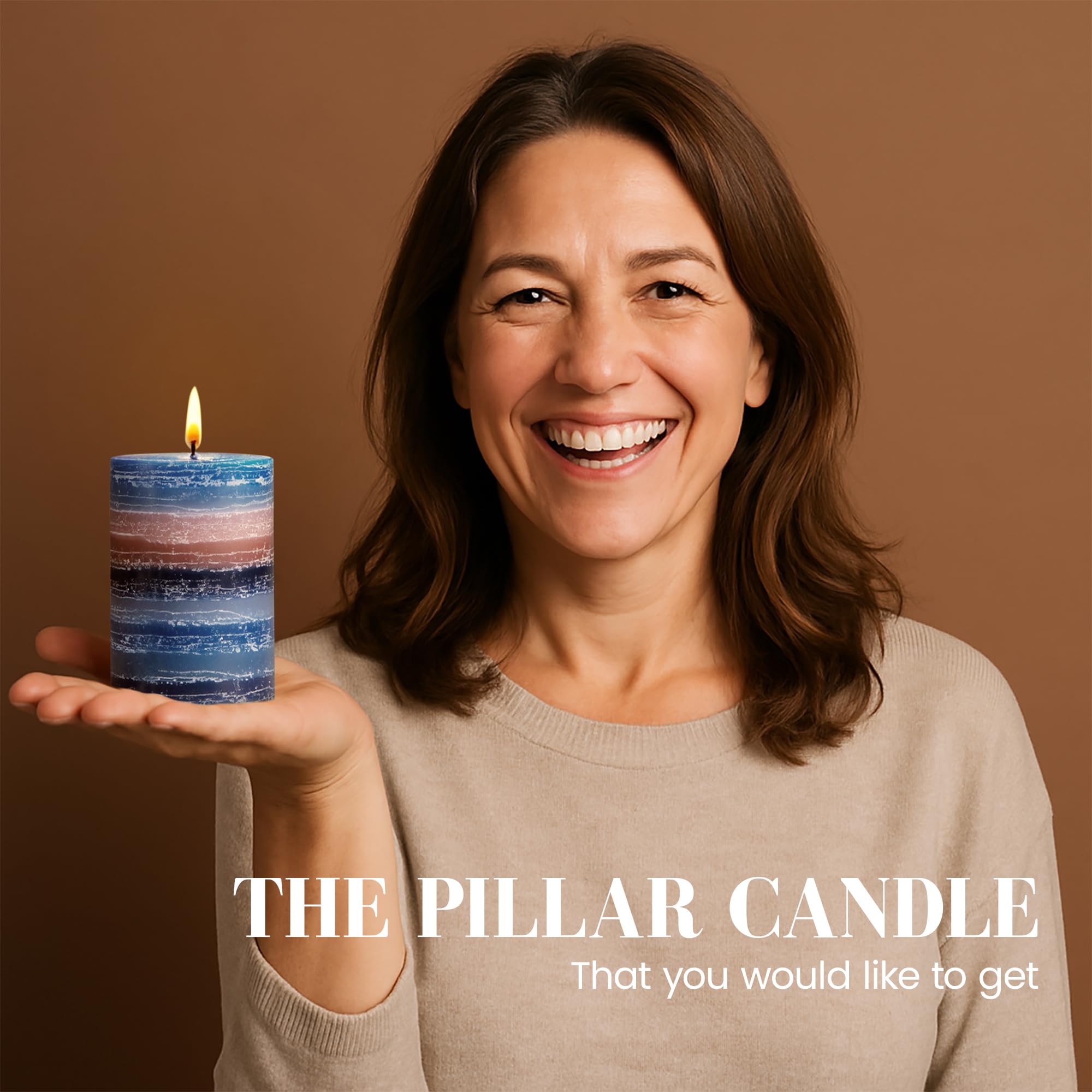 CraftyCrocodile Decorative Scented Pillar Candle - Handcrafted Navy Blue Candles with Cotton Wick, Smokeless for Spa, Aromatherapy, Home, Wedding - 40 Hour Burn Time - 3" W x 4" H