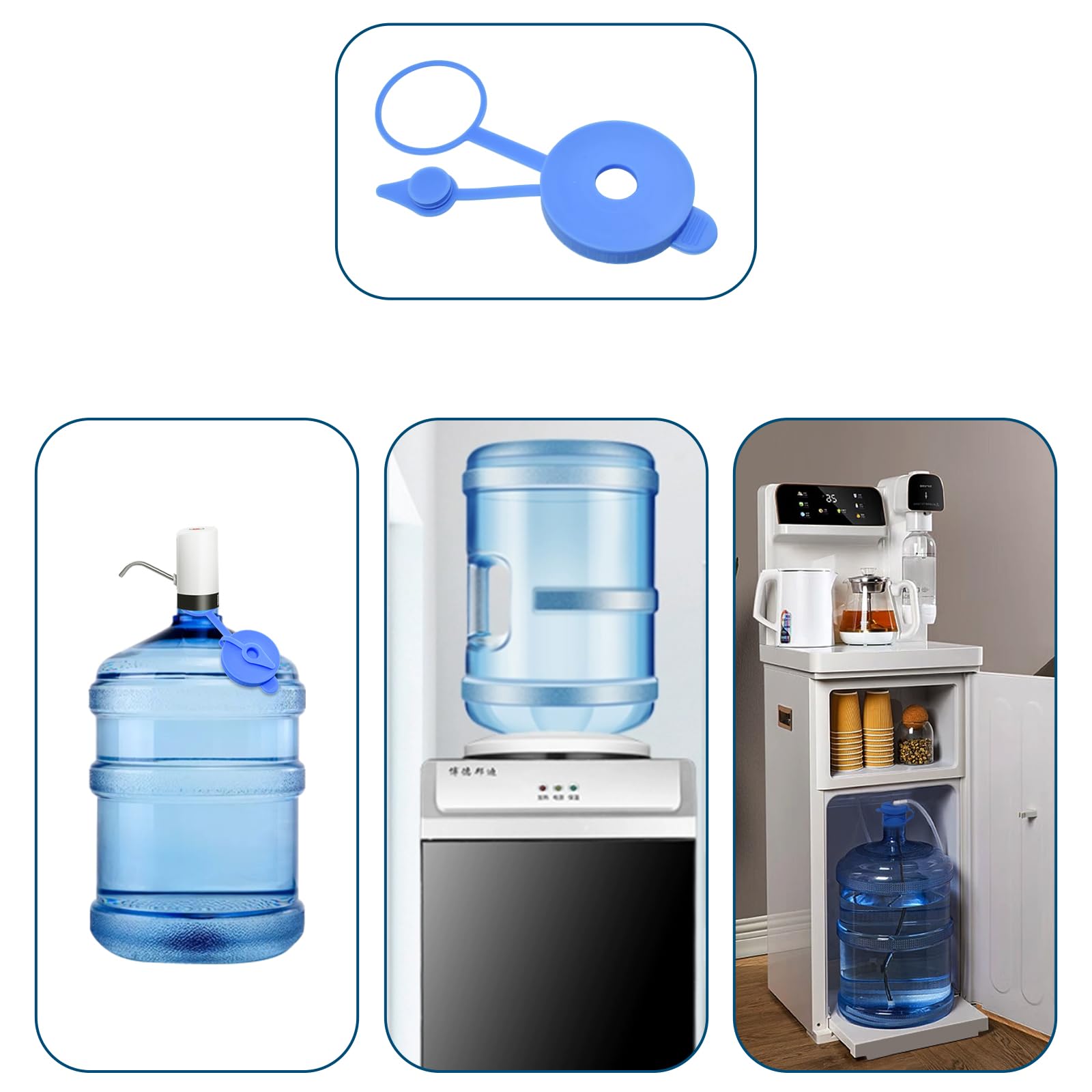 3 & 5 Gallon Jug Lids Food Grade Silicone Replacement Lids, Double Protection, HONSNKS Fits 55mm Standard Jugs, Buckets and Water Dispensers, 2 PCS