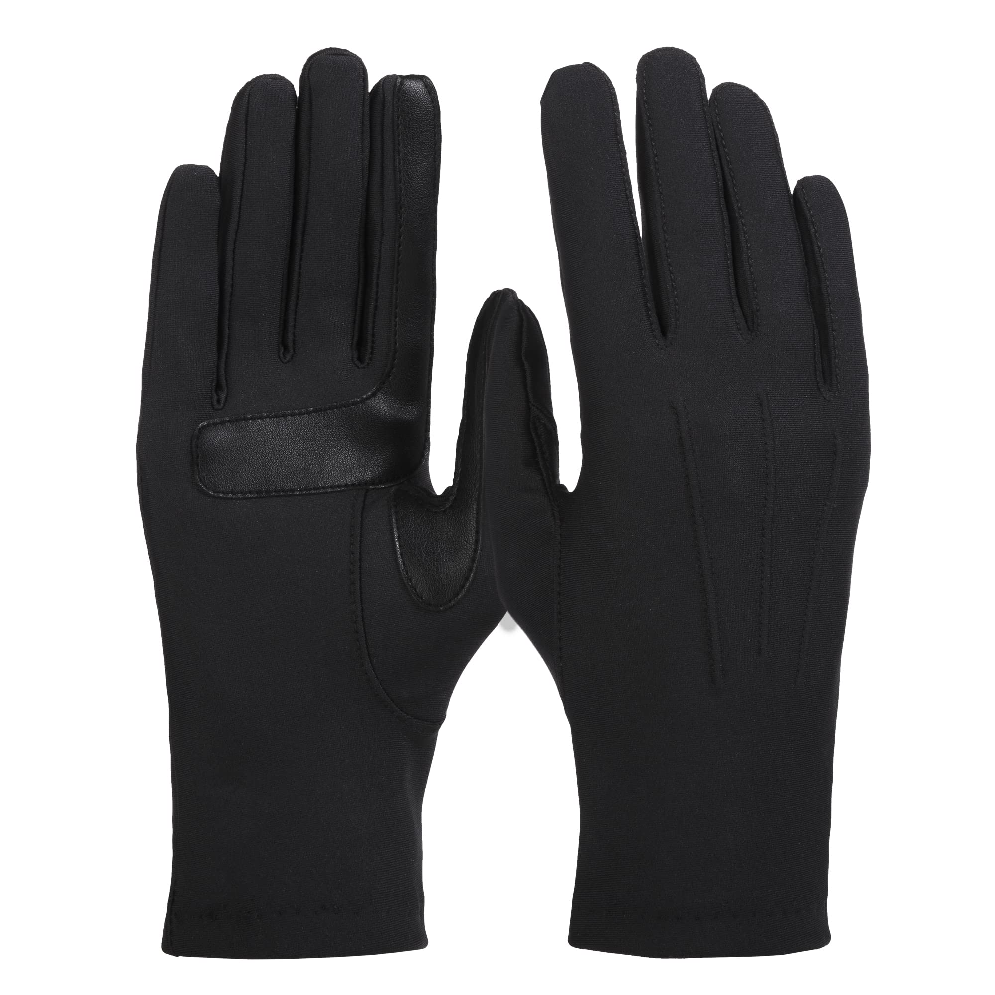 Isotoner Women's Spandex Cold Weather Stretch Gloves - Winter smarTouch Driving Gloves with smartDri Water Repellant - Faux Leather Grip, Black
