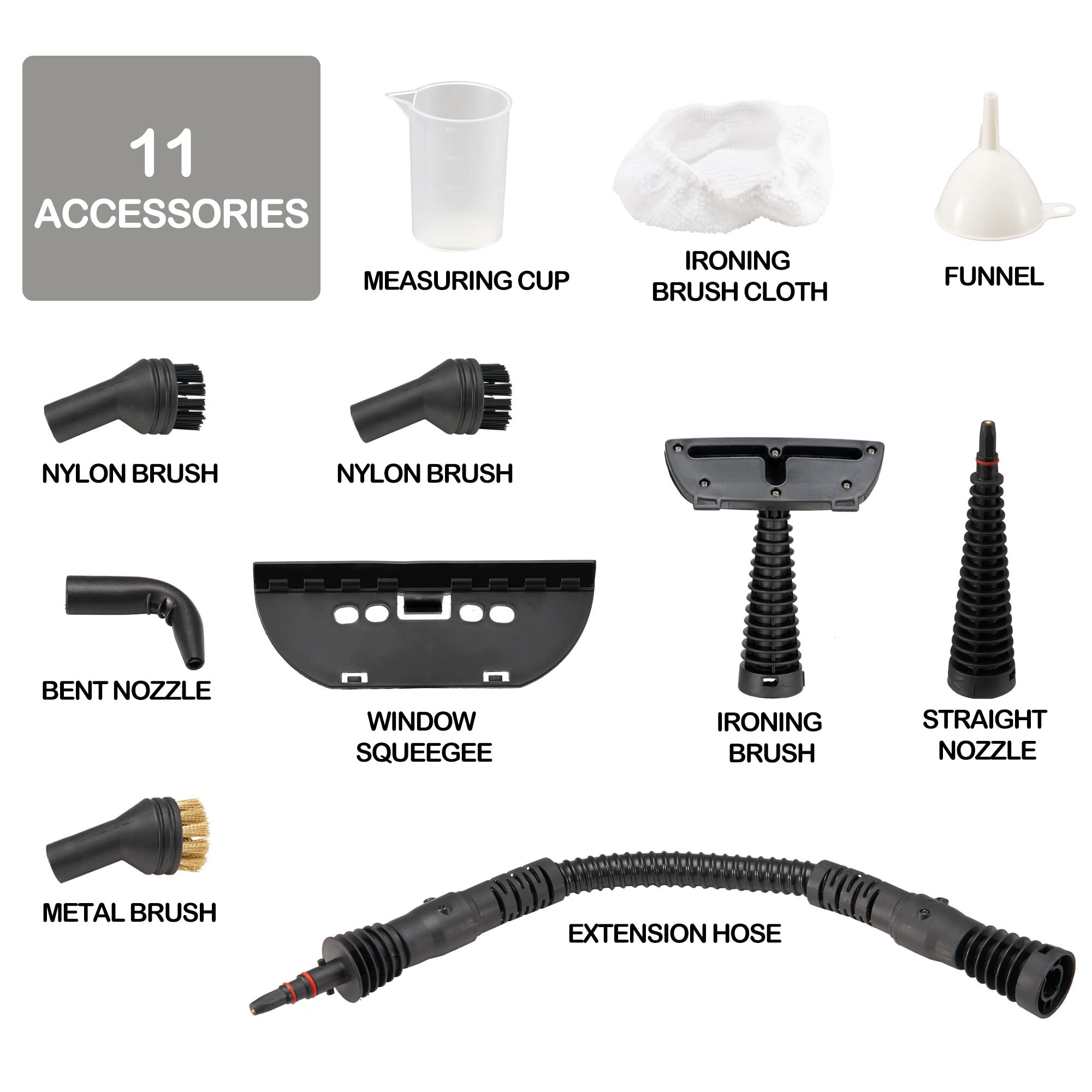 Handheld Steam Cleaner, Portable Pressurized Steamer 11-Piece Accessory Set, Perfect for Stain Removal, Curtains, Car Seats, Floor, Window Cleaning